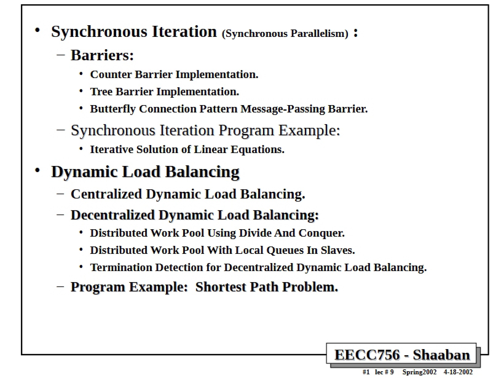 Synchronous Iteration Analysis