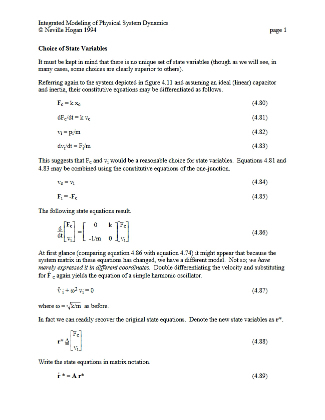 State Variables Choice