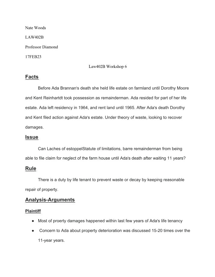 Workshop 6 for LAW402B