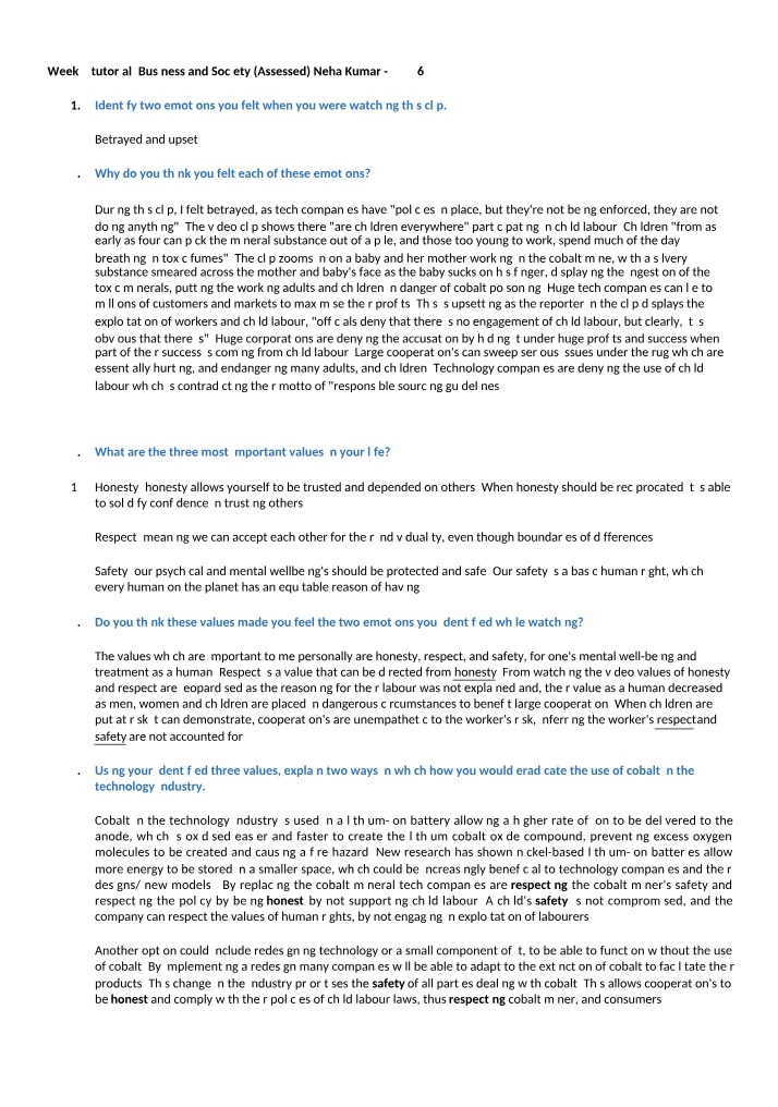 Business and Society - Week 3 Tutorial (Assessed)