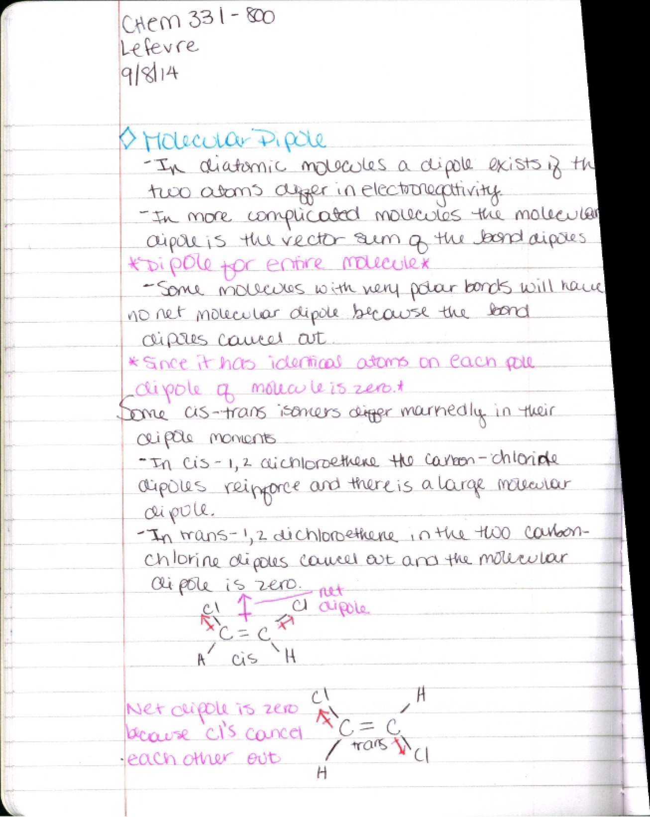 Lecture Notes for Organic Chemistry