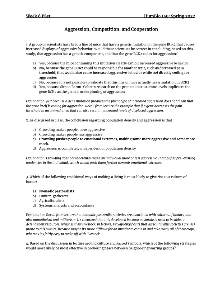 Week 6 Problem Set Solutions