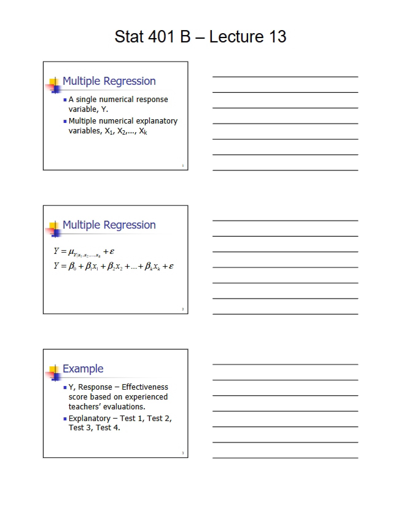 Thirteenth Lecture in Statistical Methods for Research