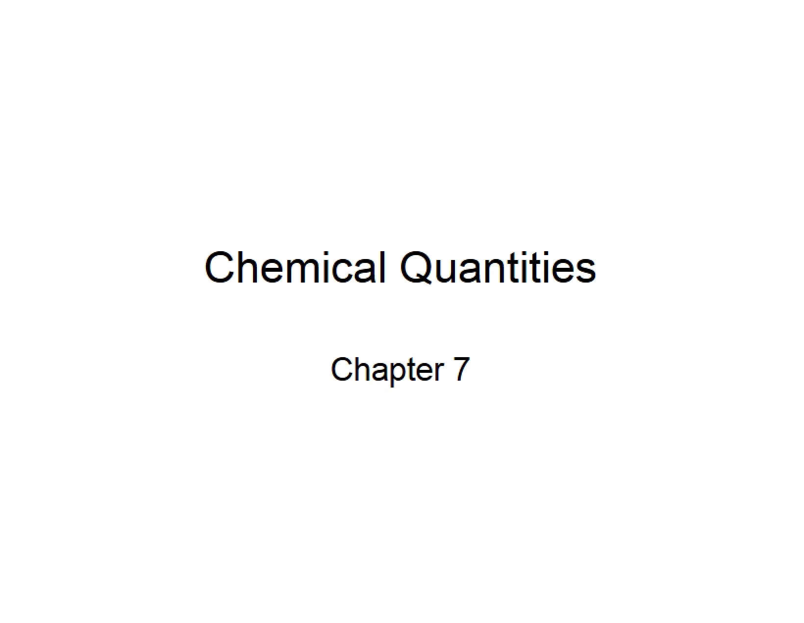 Chemical Quantities Module 5.1