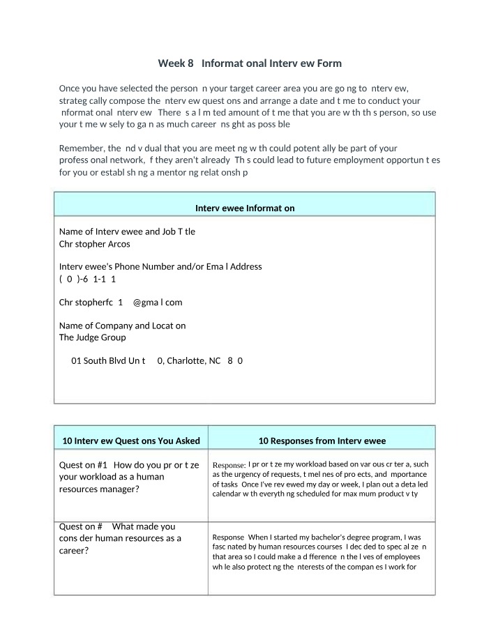 Sandwell Information Interview