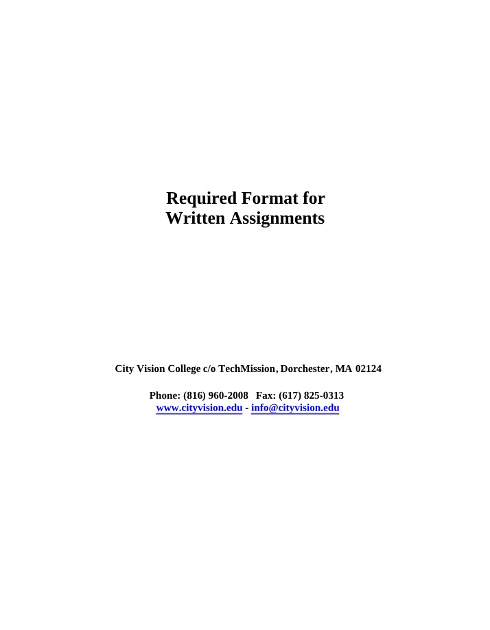 Written Assignment Formatting