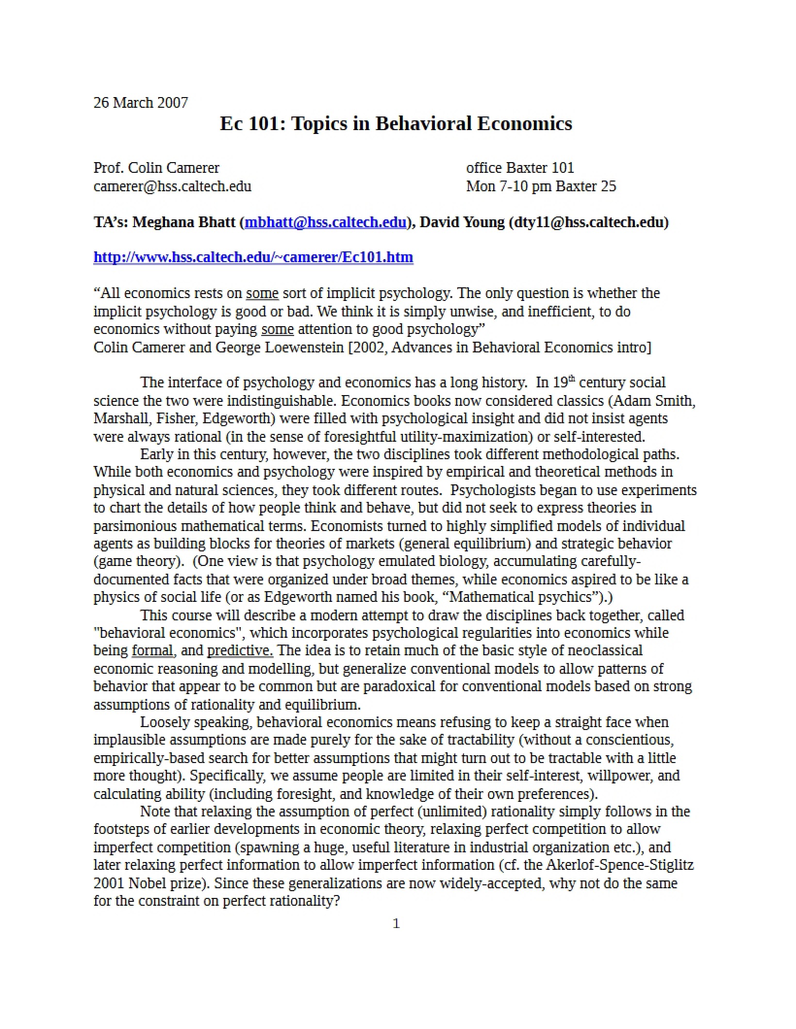 Syllabus for EC 101