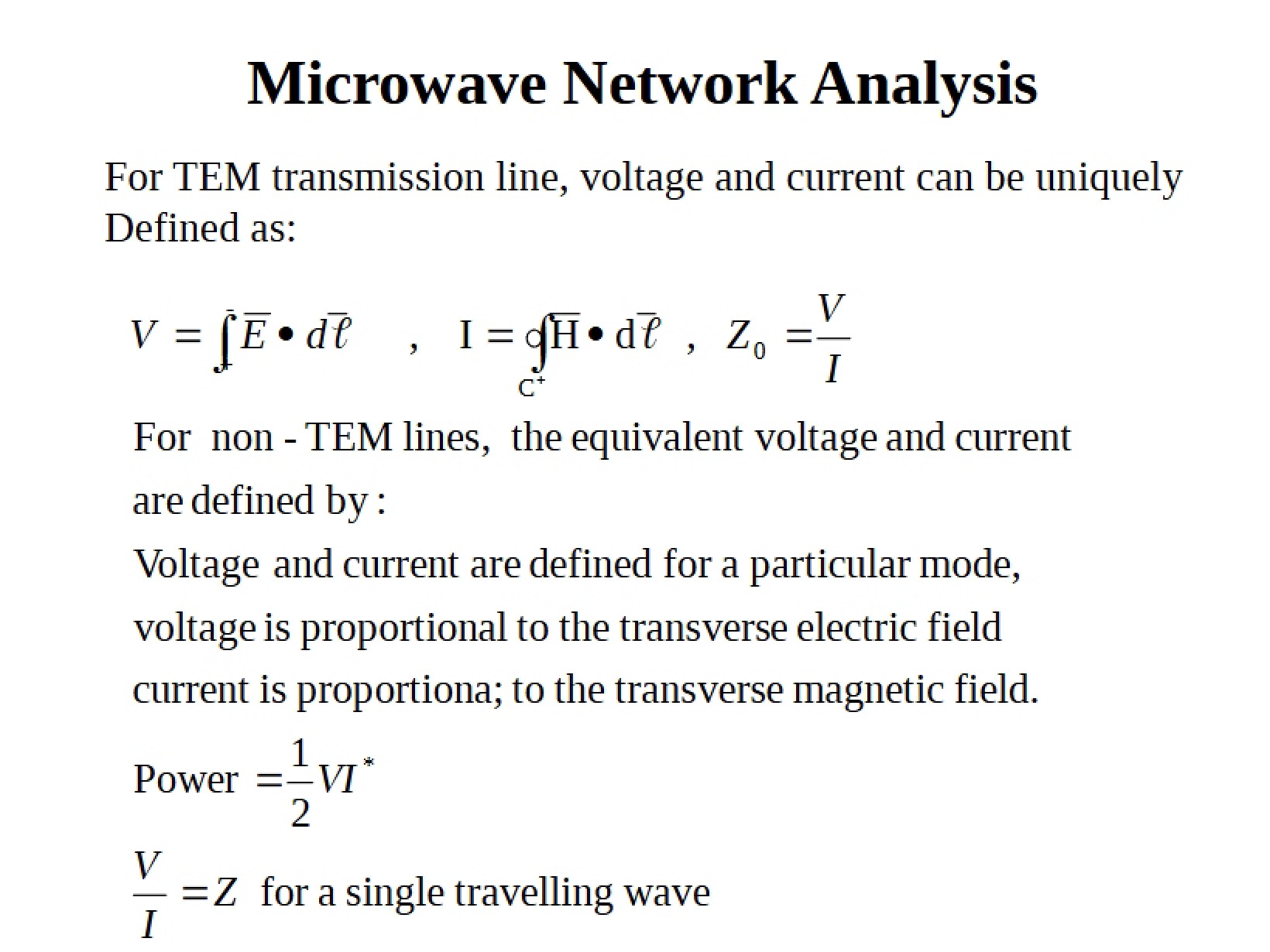 Analysis of Microwave Networks