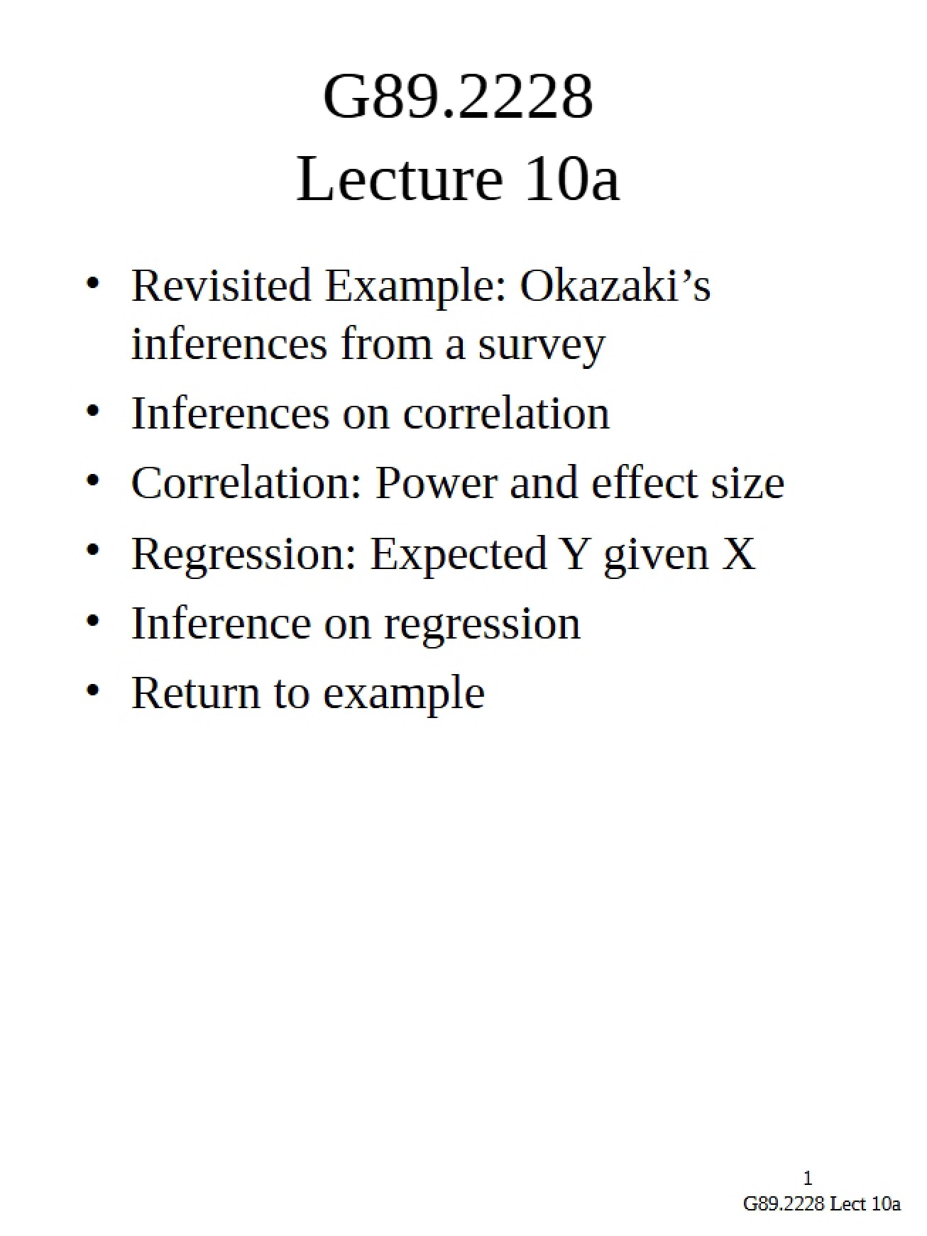 Statistics Lecture Series Notes