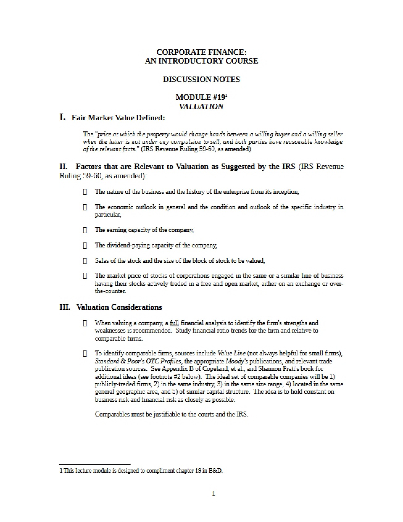 Discussion Notes (First Instance)