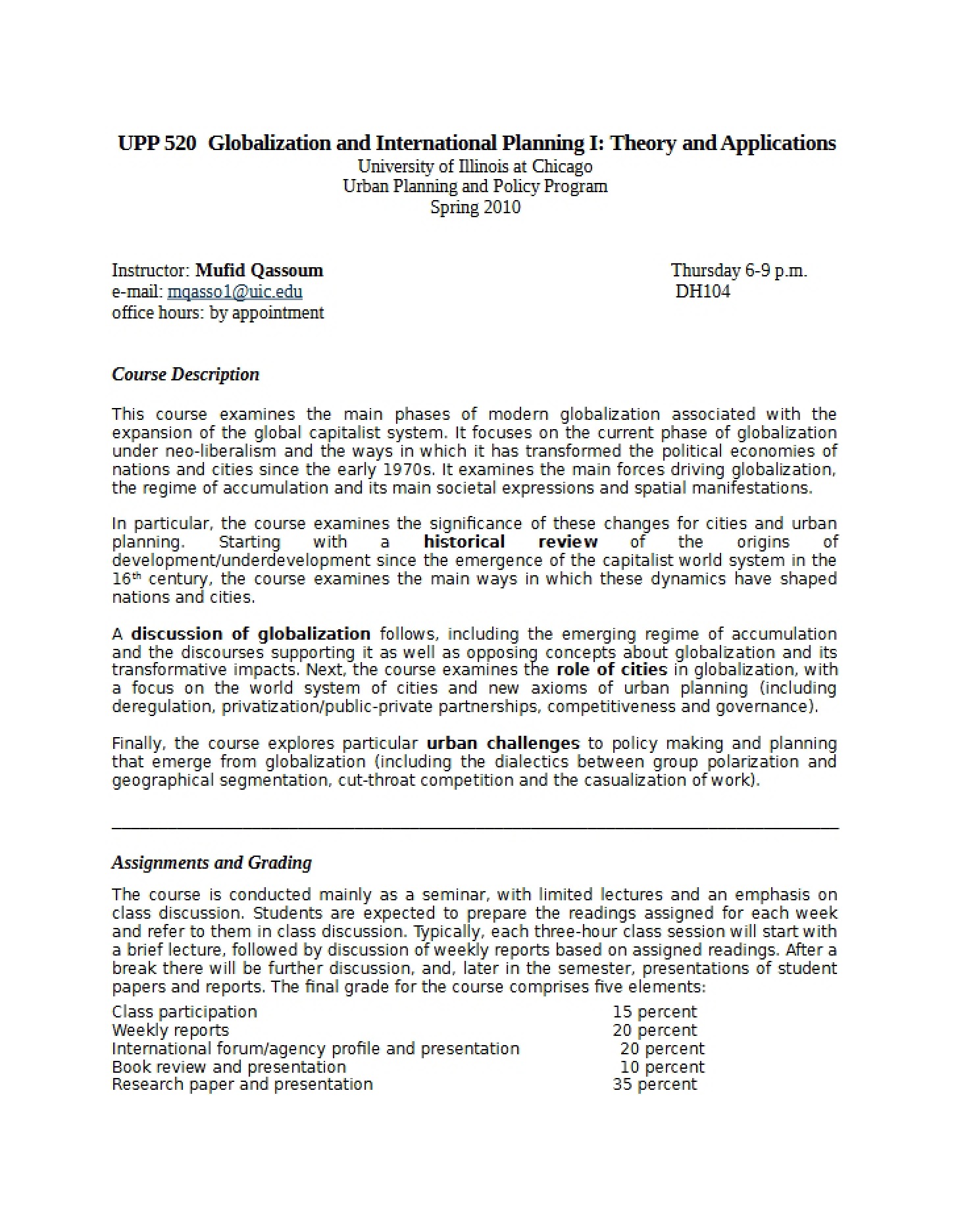 Part I Globalization and International Planning