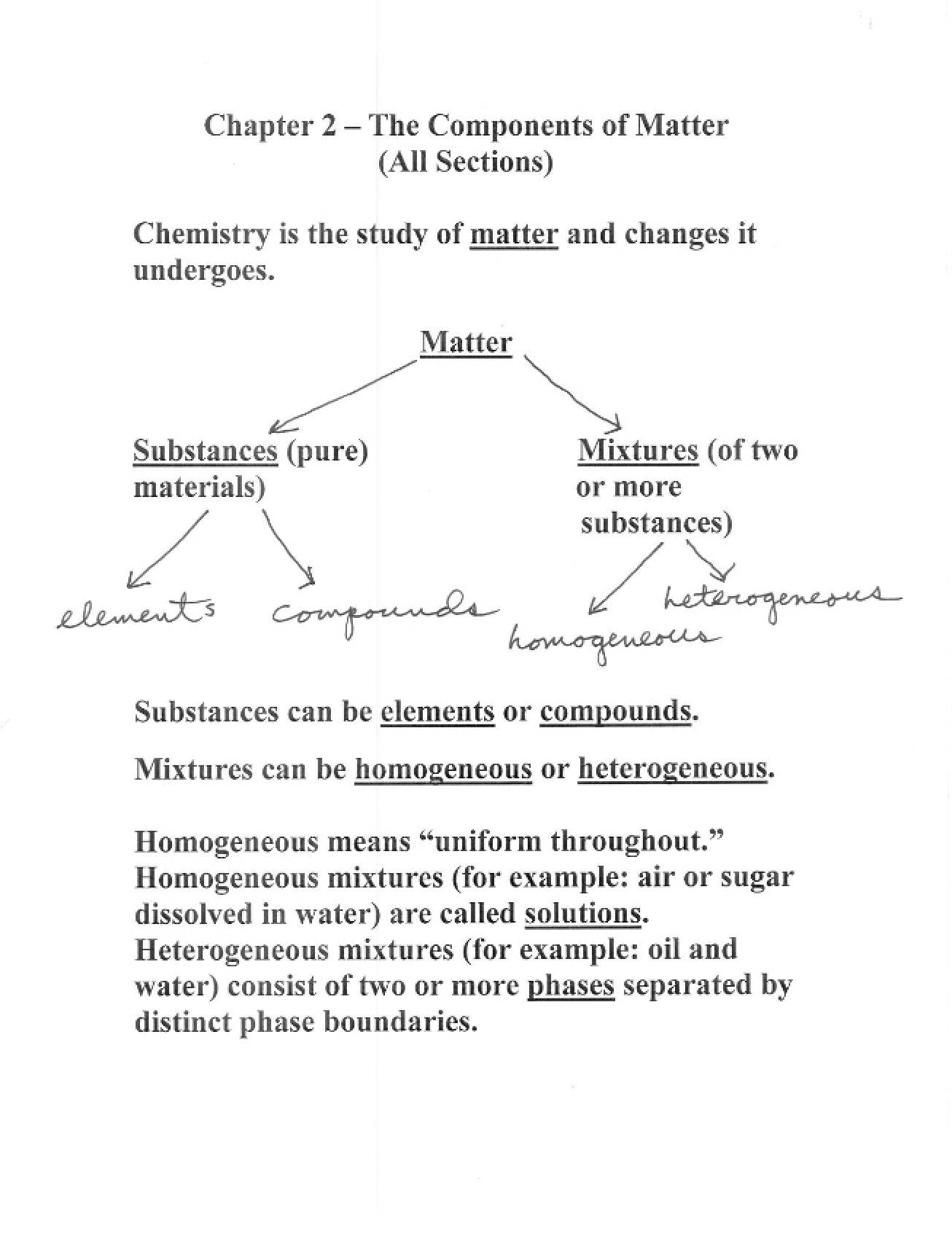 Components of Matter Chapter 2
