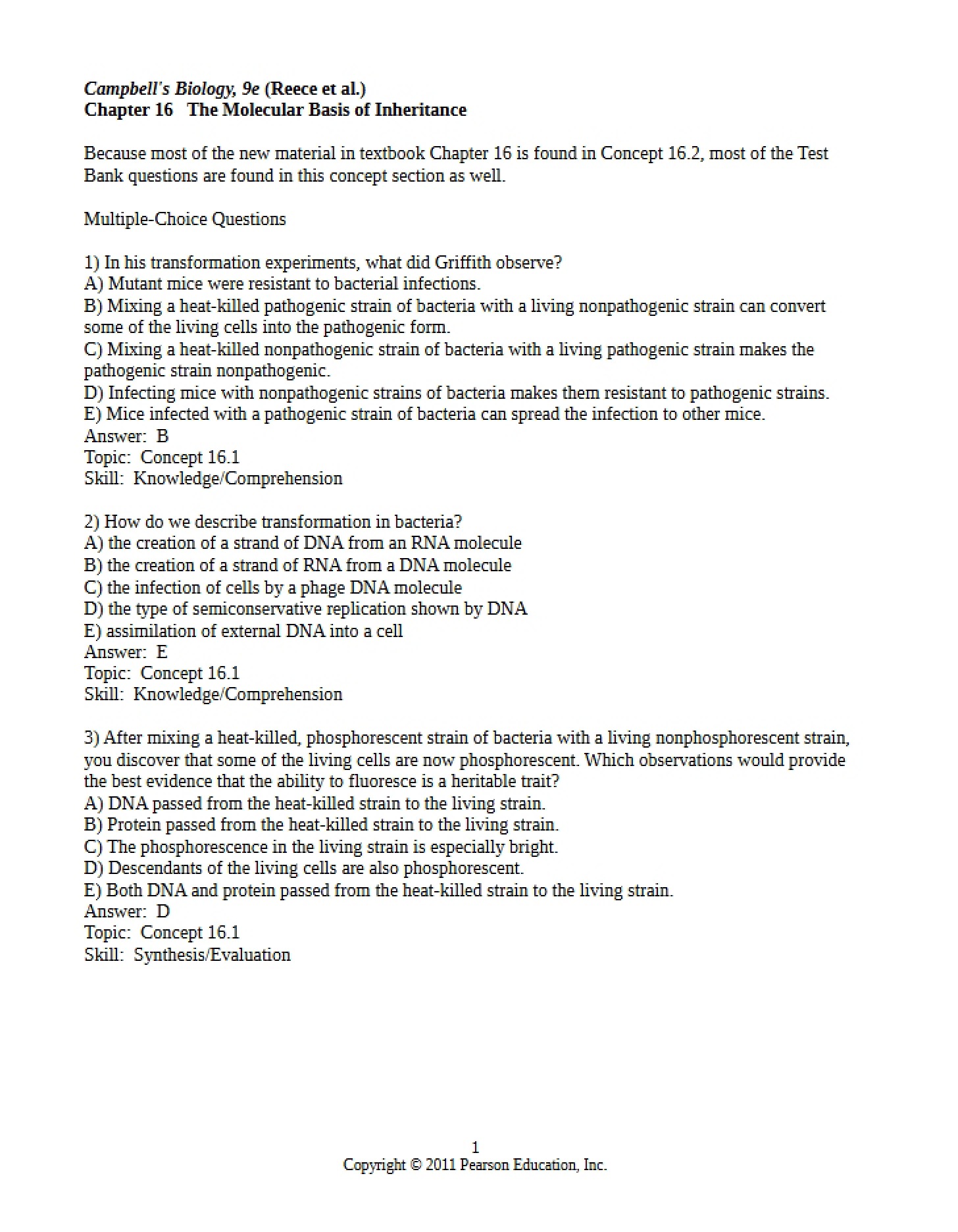 Test Bank Chapter 16