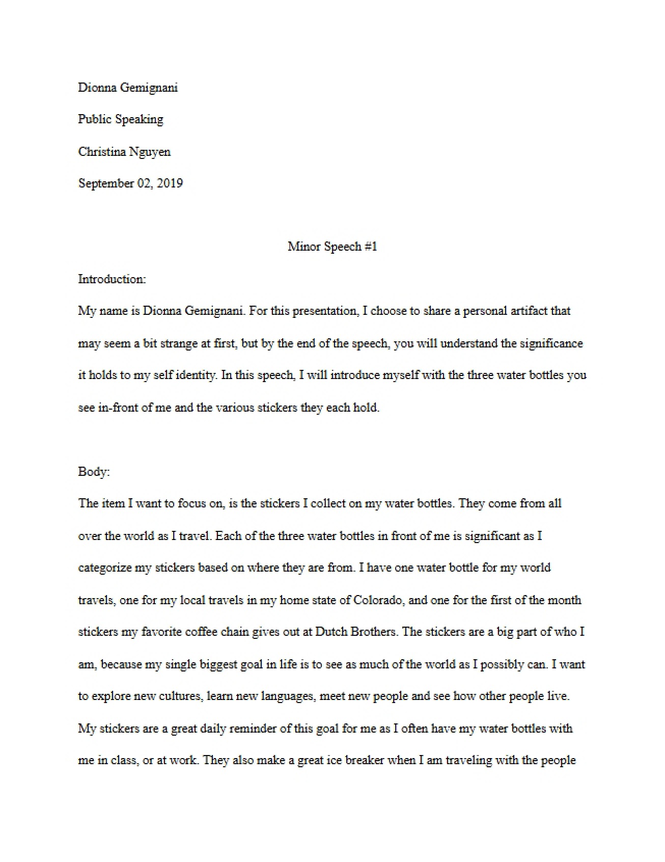 First Minor Speech for Psychiatric Nursing