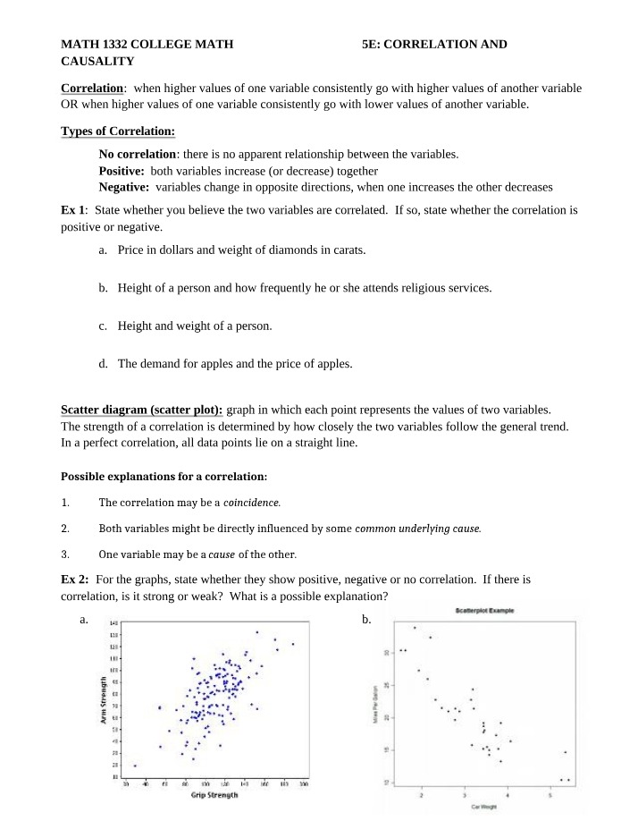 Correlation and Causality in College Math