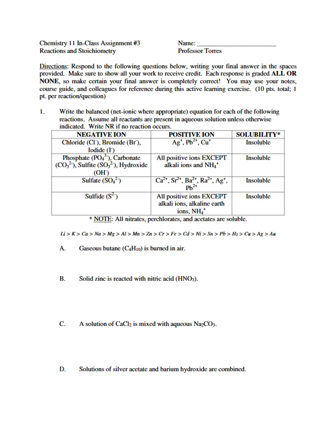 Third Assignment for Chemistry M11