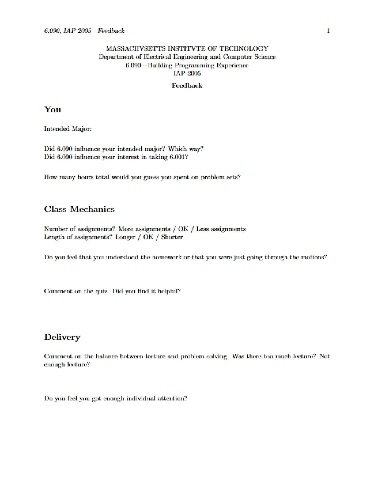 Course Feedback