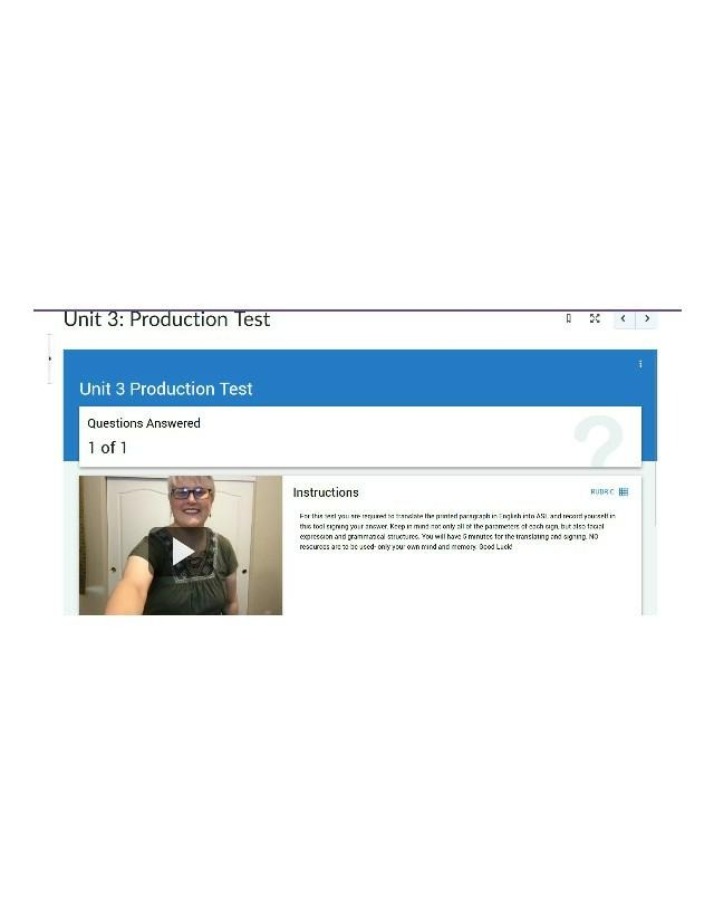 ASL Unit 3 Production Test