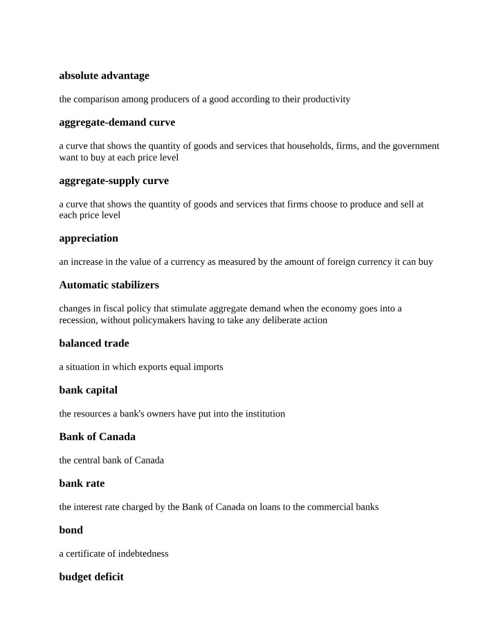 Word Bank for ECO1102