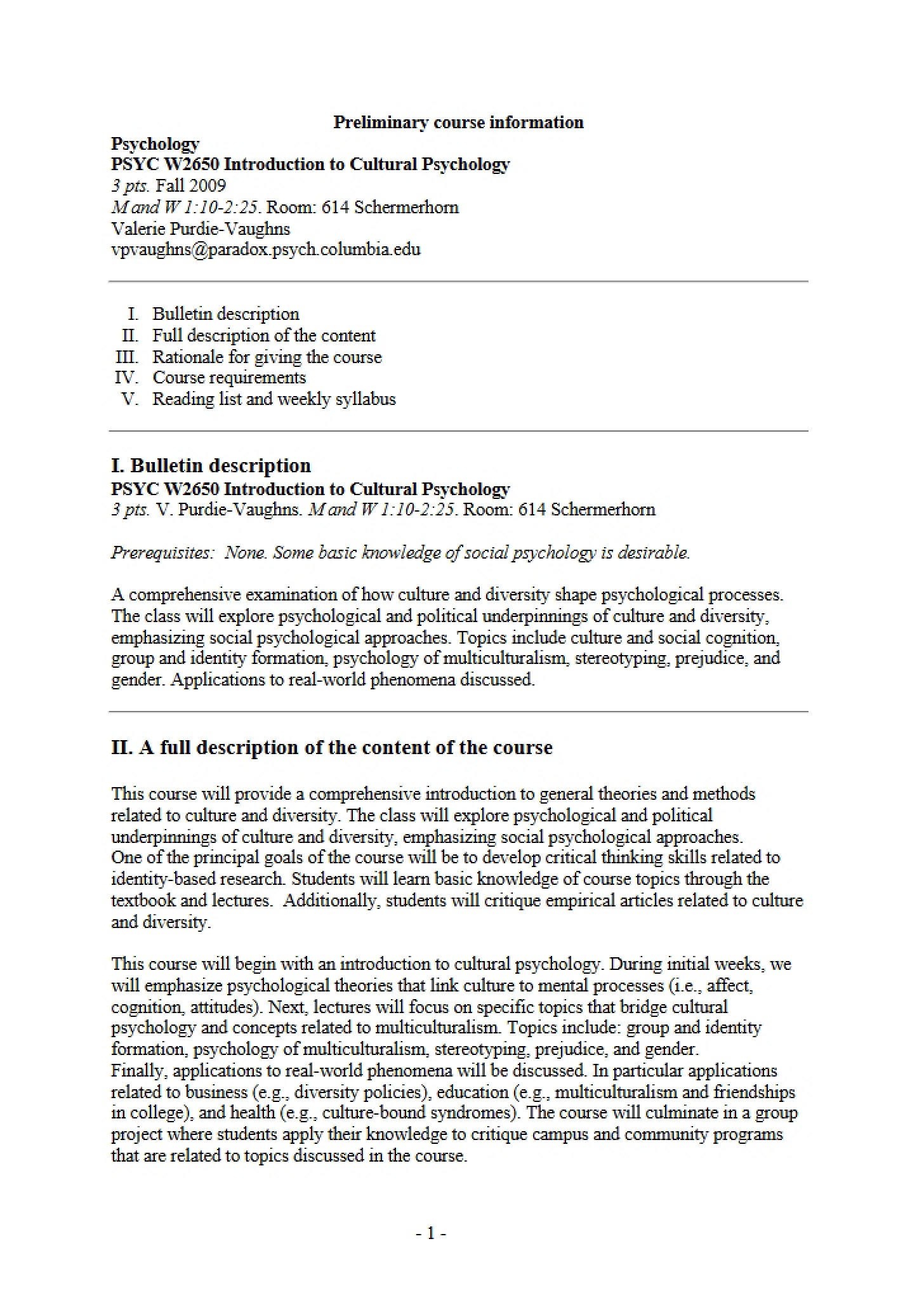 Course Info for PSYC W2650 (Preliminary)