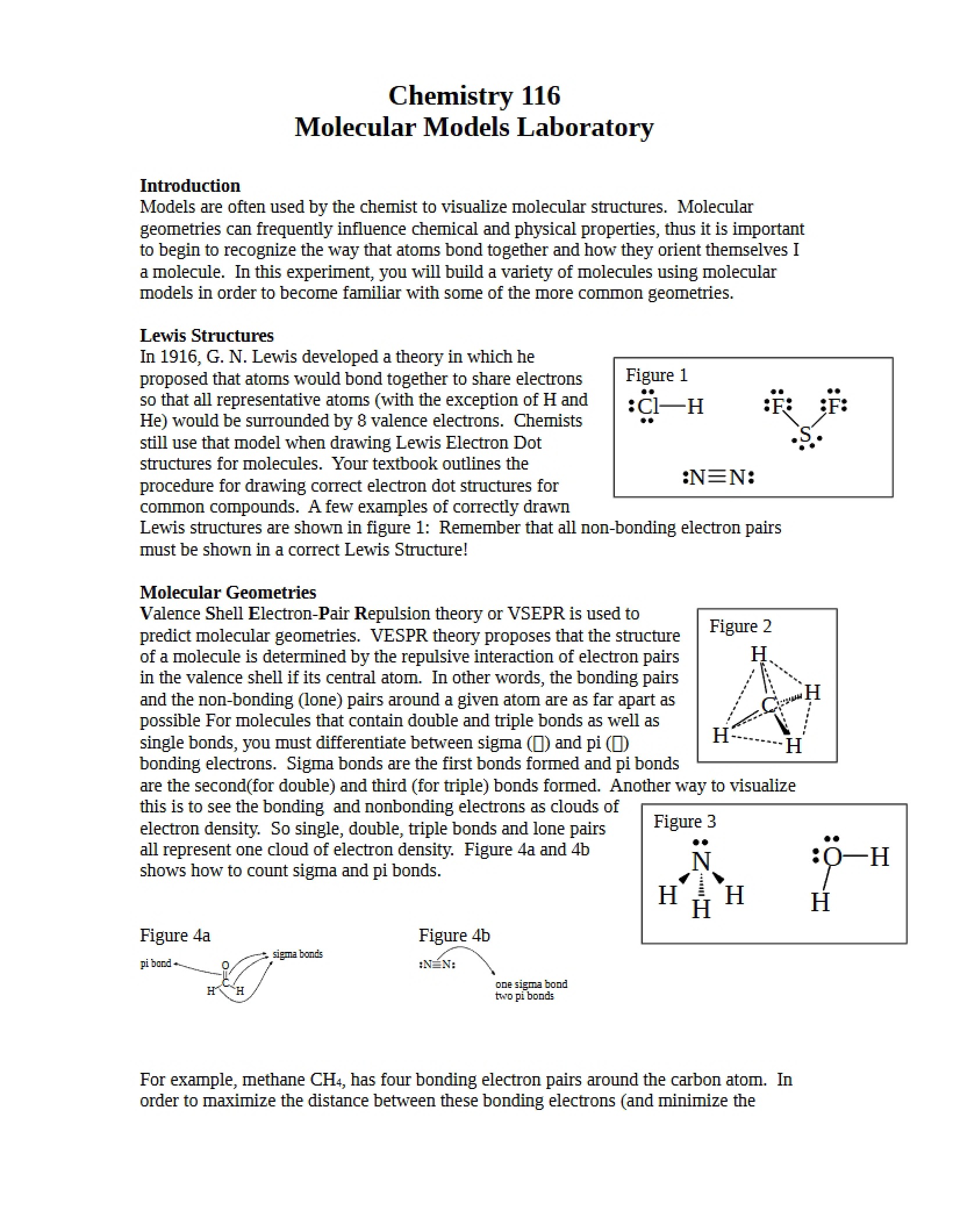 Molecular Models Lab for Chemistry 116