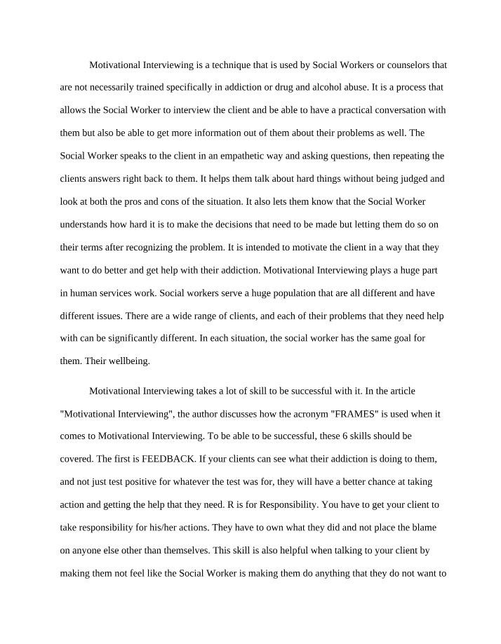 Notes on Motivational Interviewing