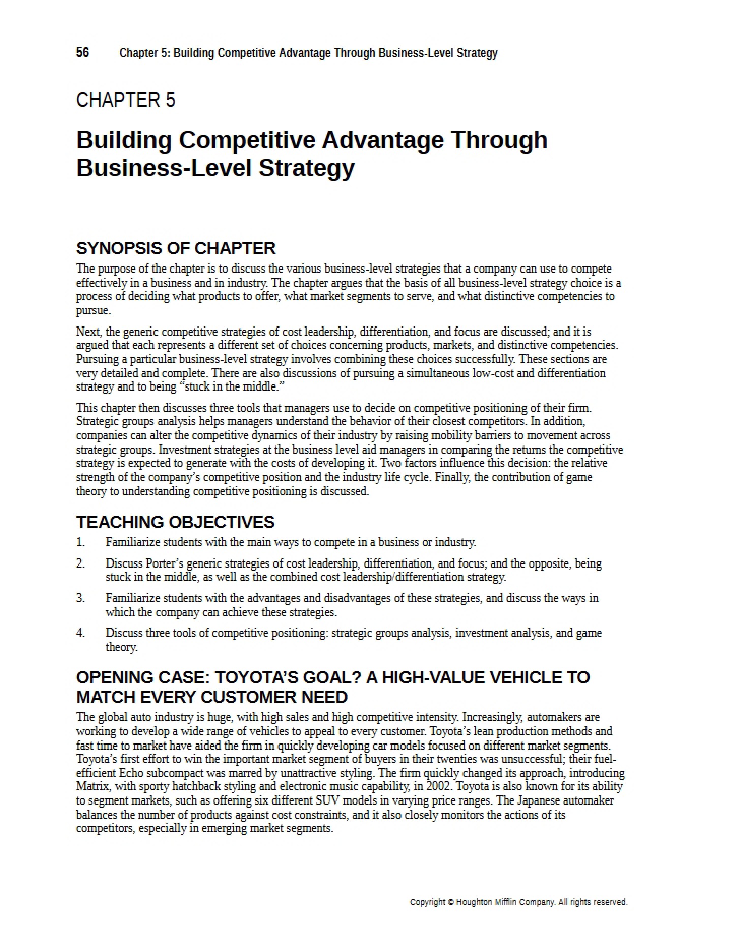 Business-Level Strategy for Competitive Advantage