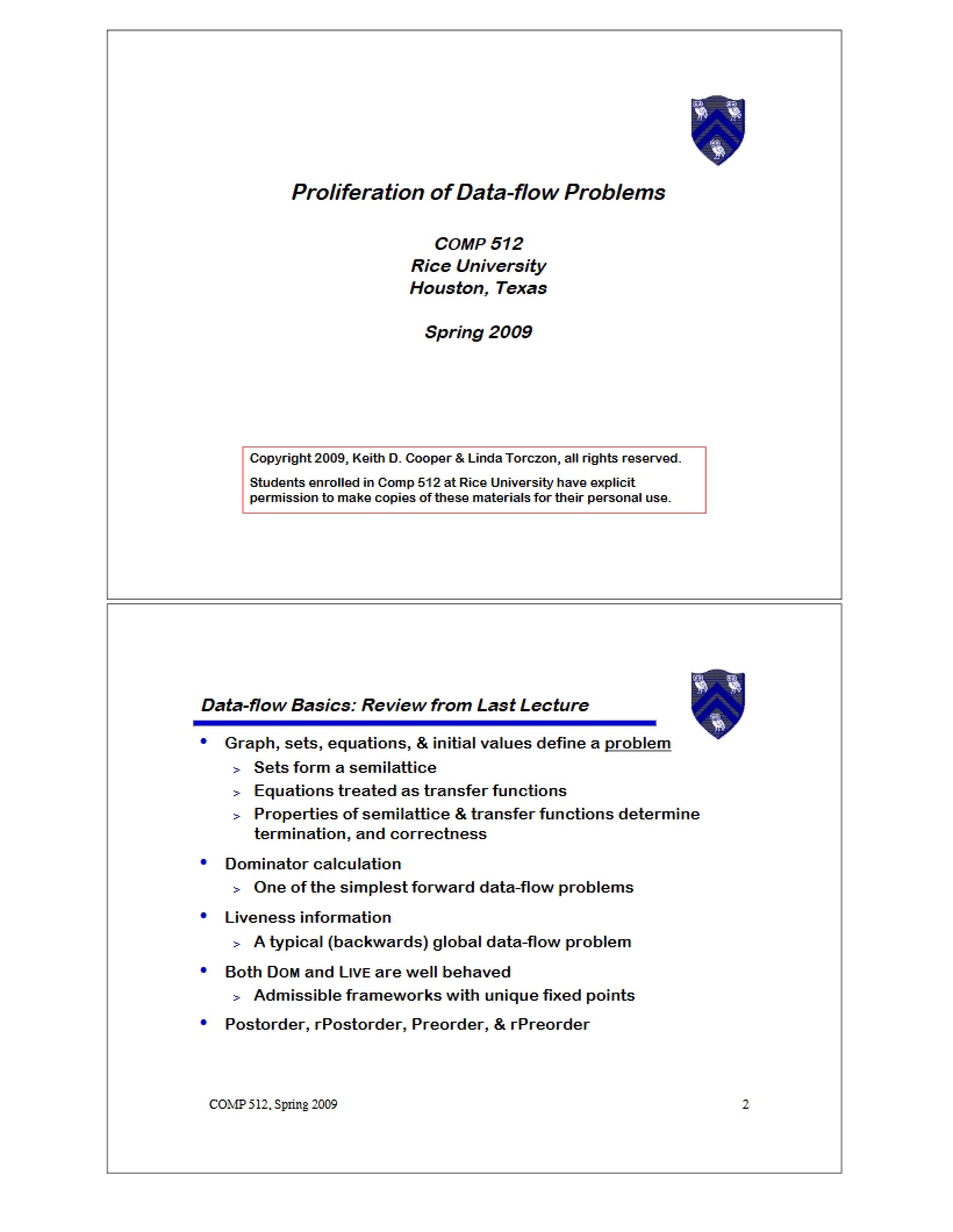 Data Flow Problems Proliferation
