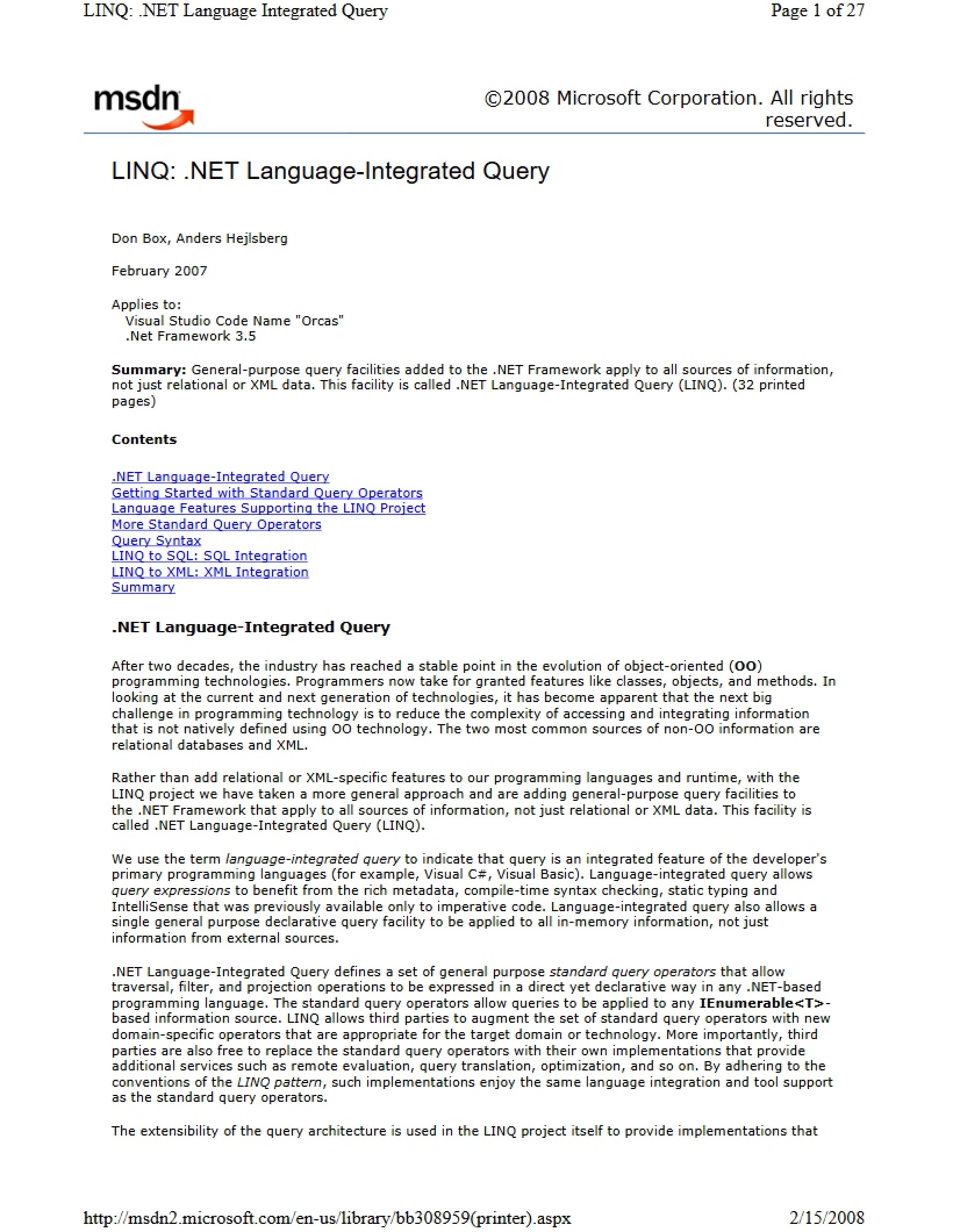 Language-Integrated Query (LINQ .NET)