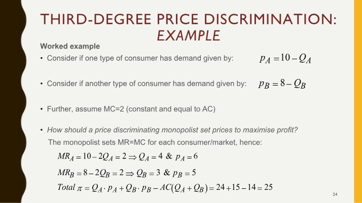 Worked Example of Third-Degree Price Discrimination