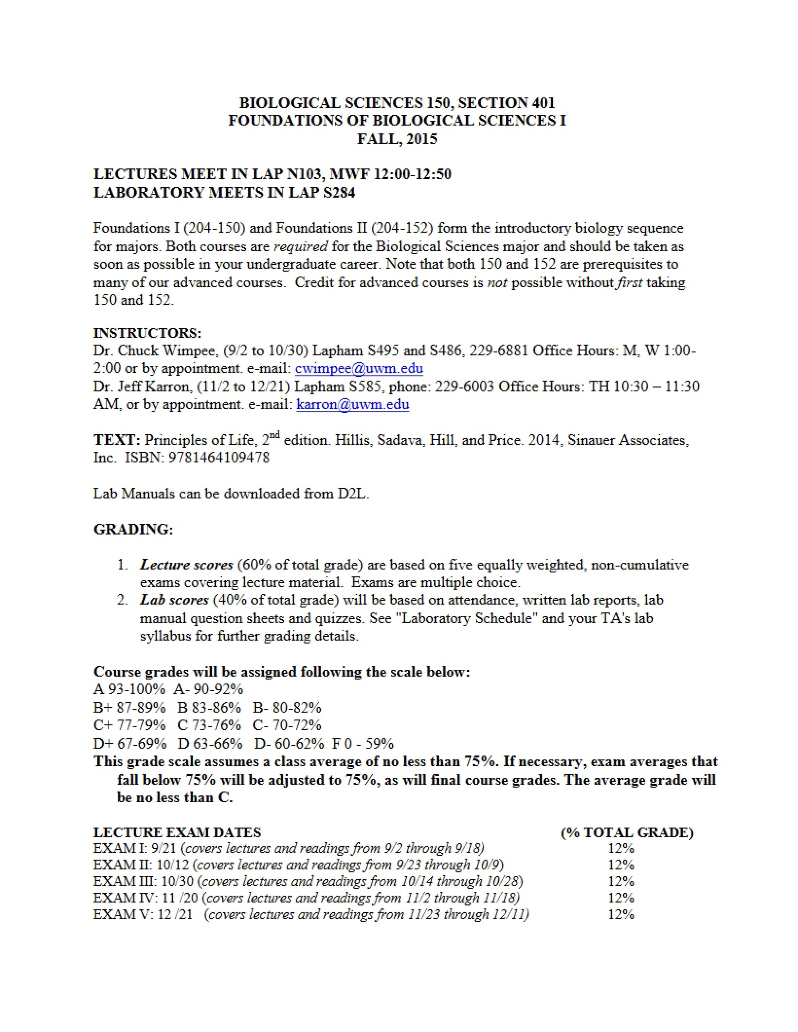 Syllabus for Lecture