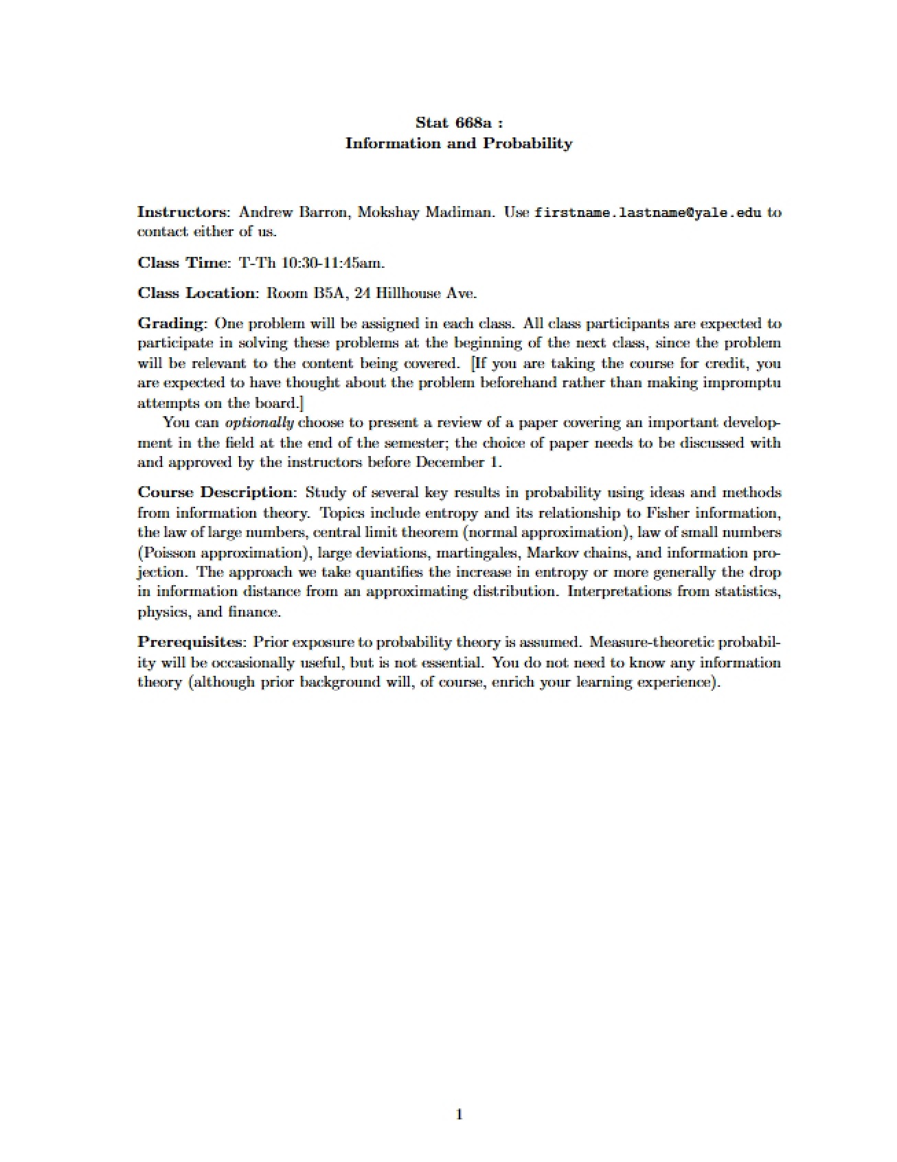 Course Syllabus