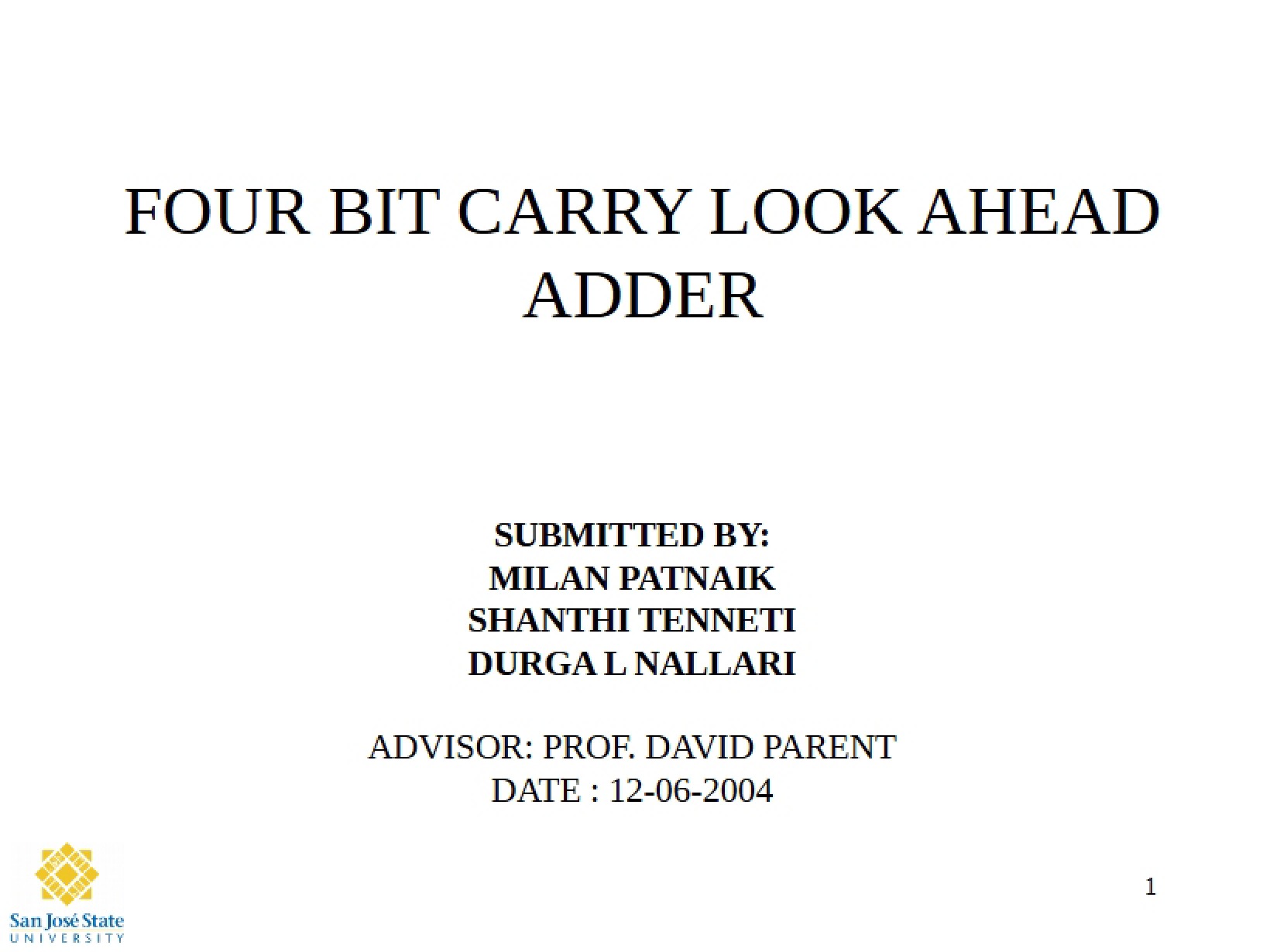Carry Look Ahead Adder (4-Bit)