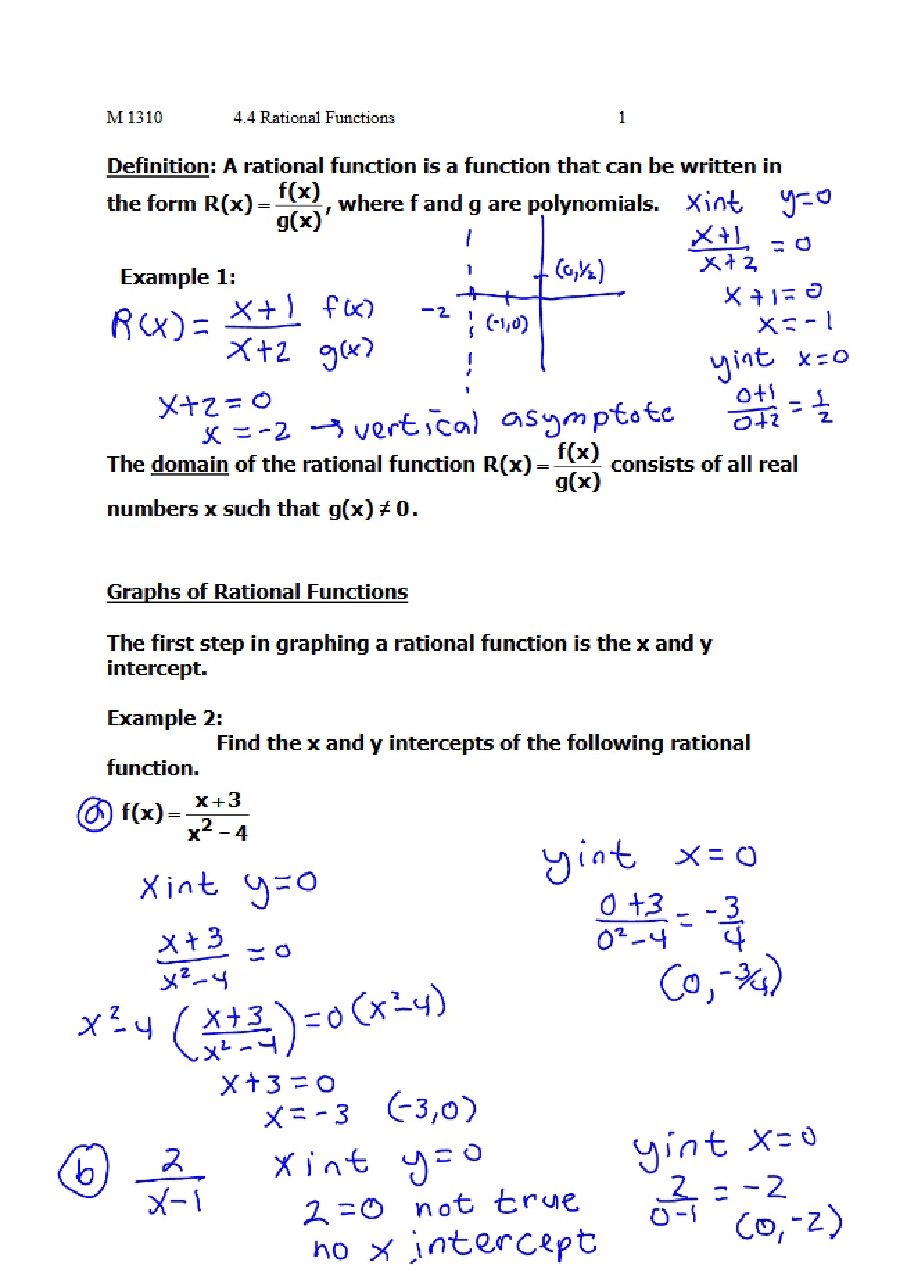 Rational Function Graphs