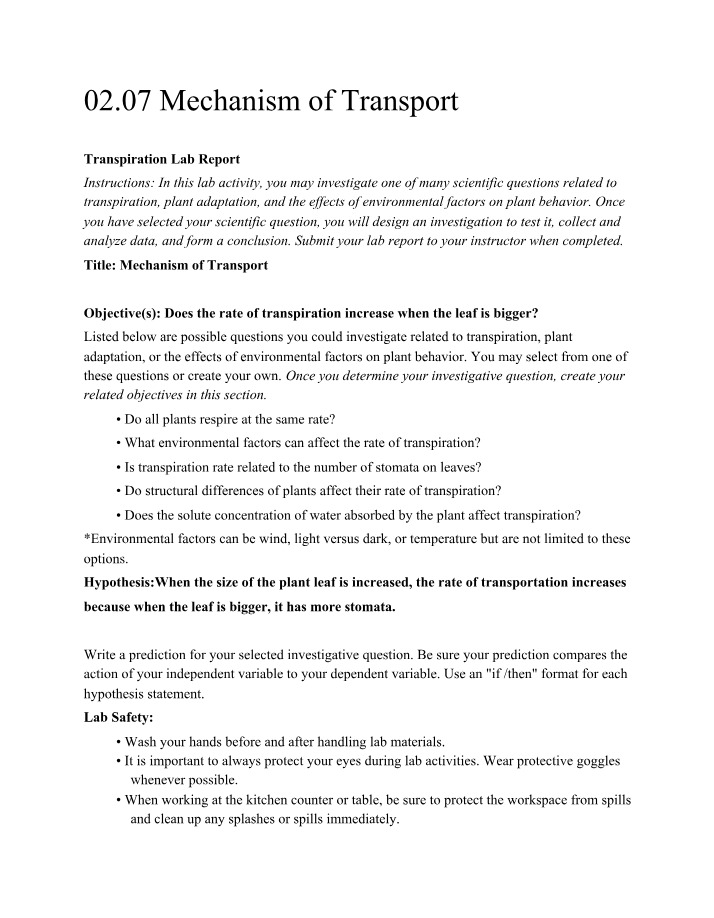 Mechanism of Transport - 02.07