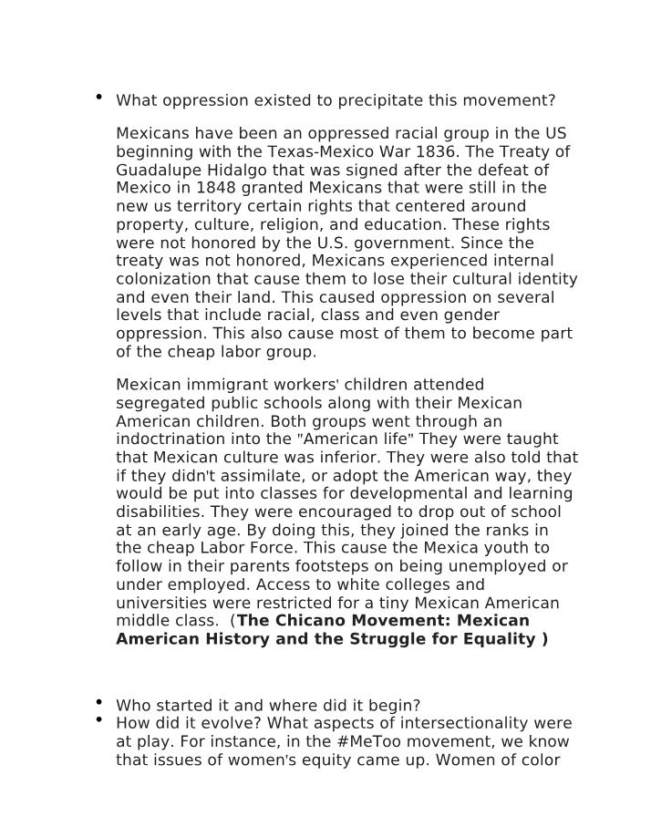 Oppression and the Struggle for Equality in the Chicano Movement