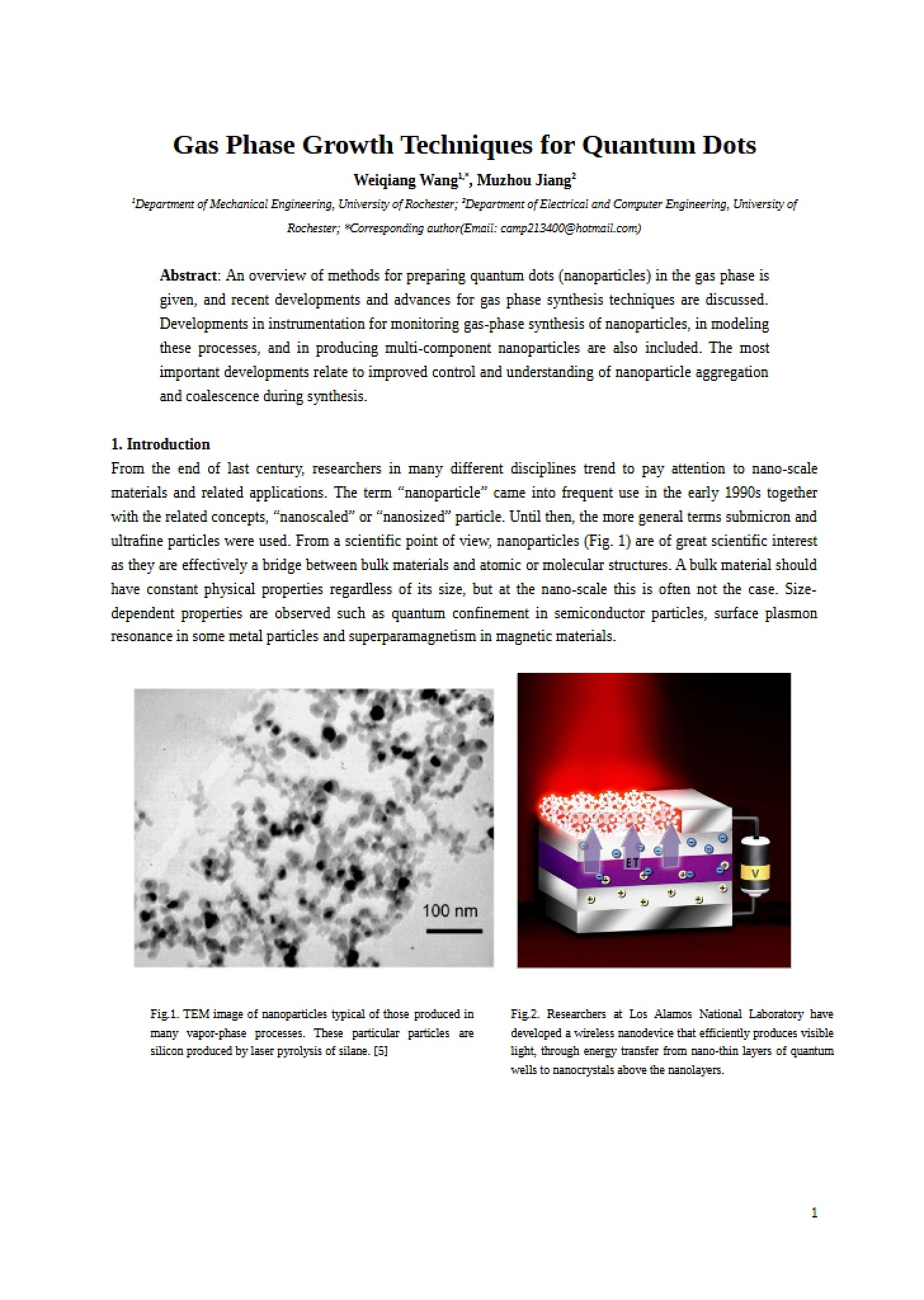 Quantum Dots Gas Phase Growth Techniques