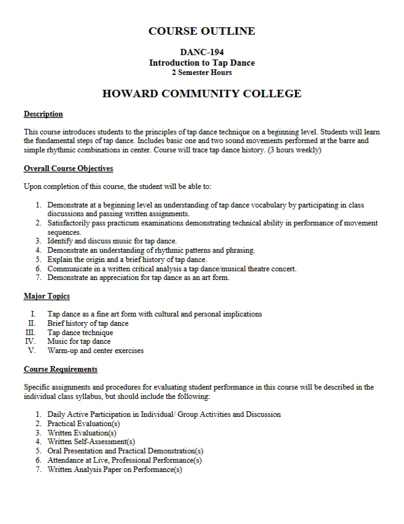Tap Dance Introduction Outline
