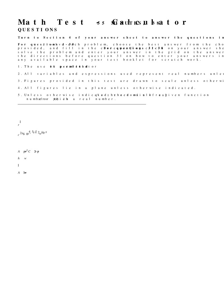 Math Test Practice - Calculator Section