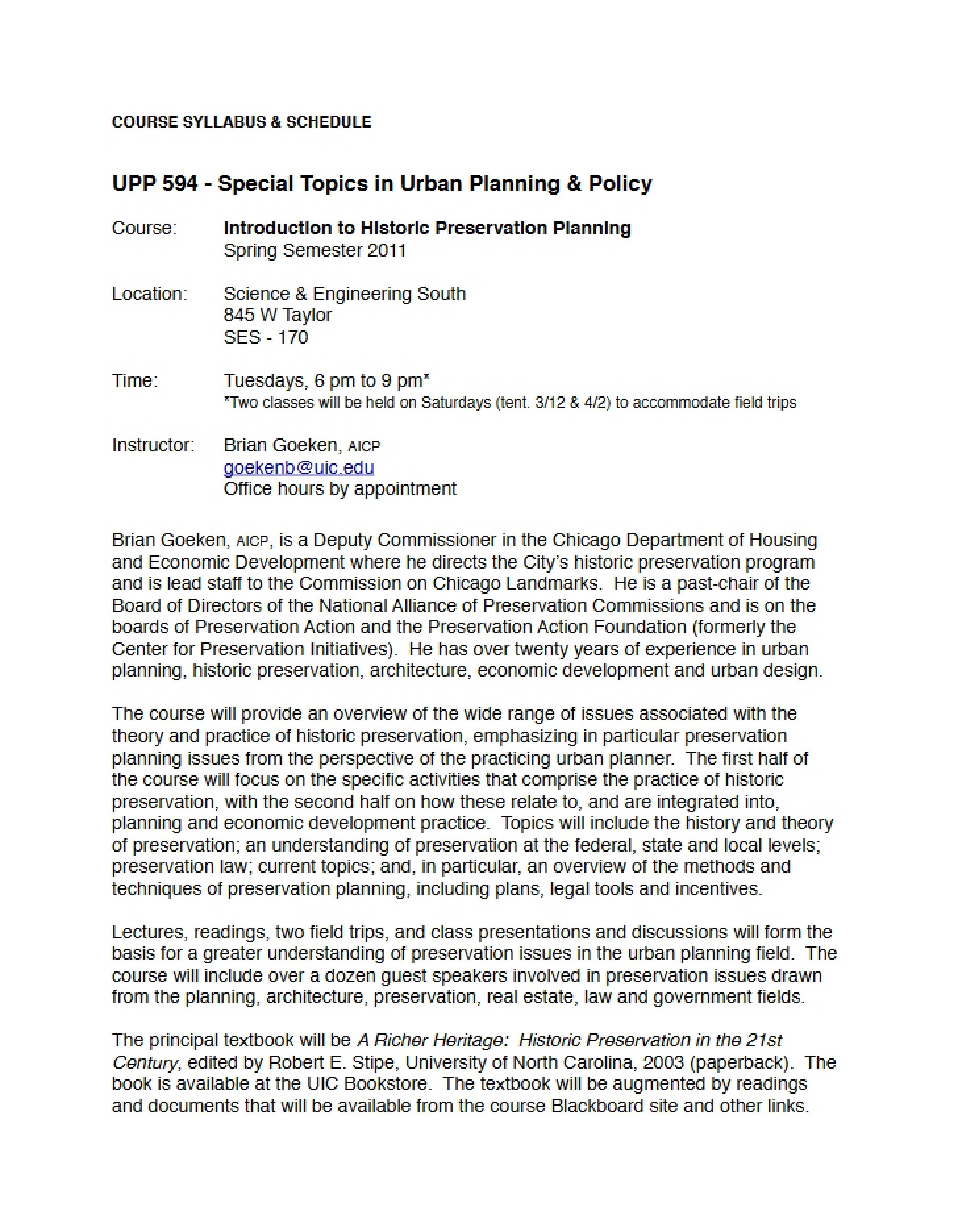 Urban Planning & Policy Special Topics