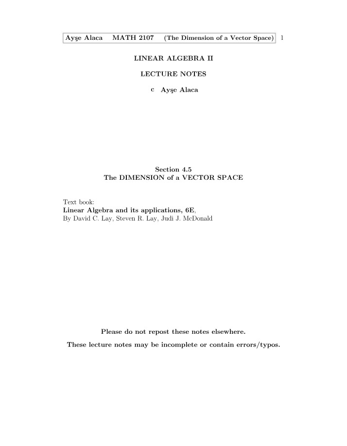 MATH2107 - Section 4.5 Notes (Winter 2022)