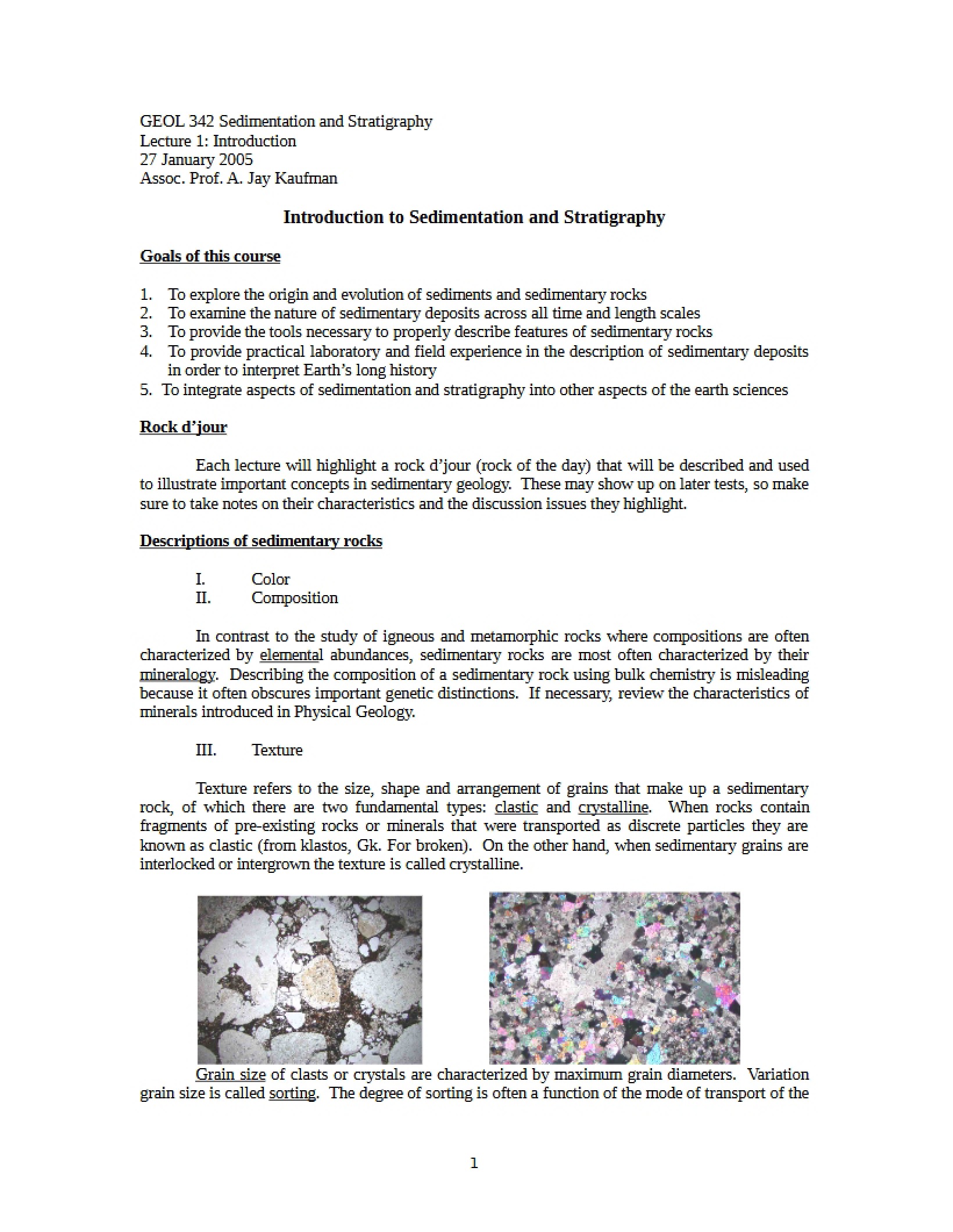 Stratigraphy and Sedimentation Introduction