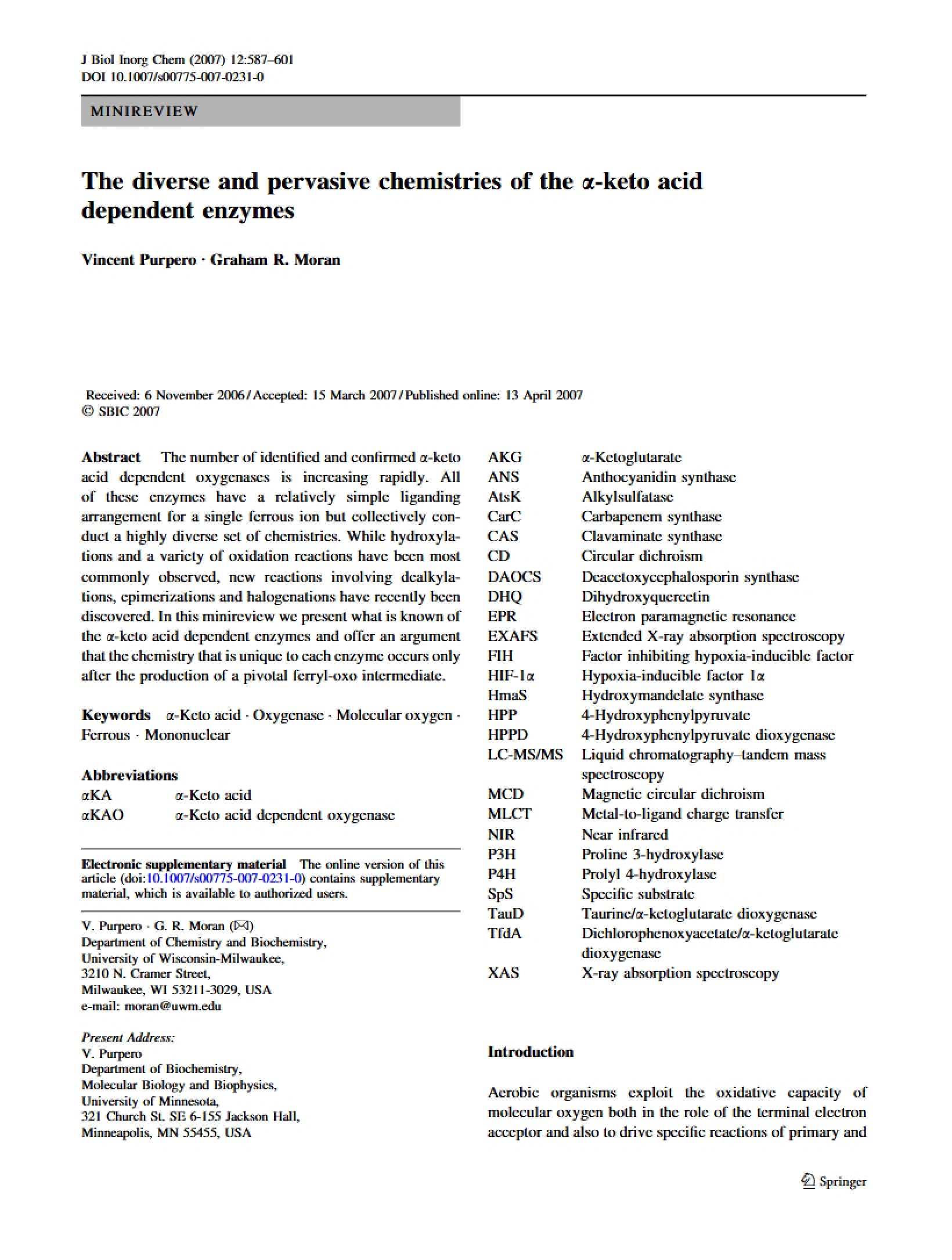 Alpha-Keto Acid Dependent Enzymes Diverse Chemistries