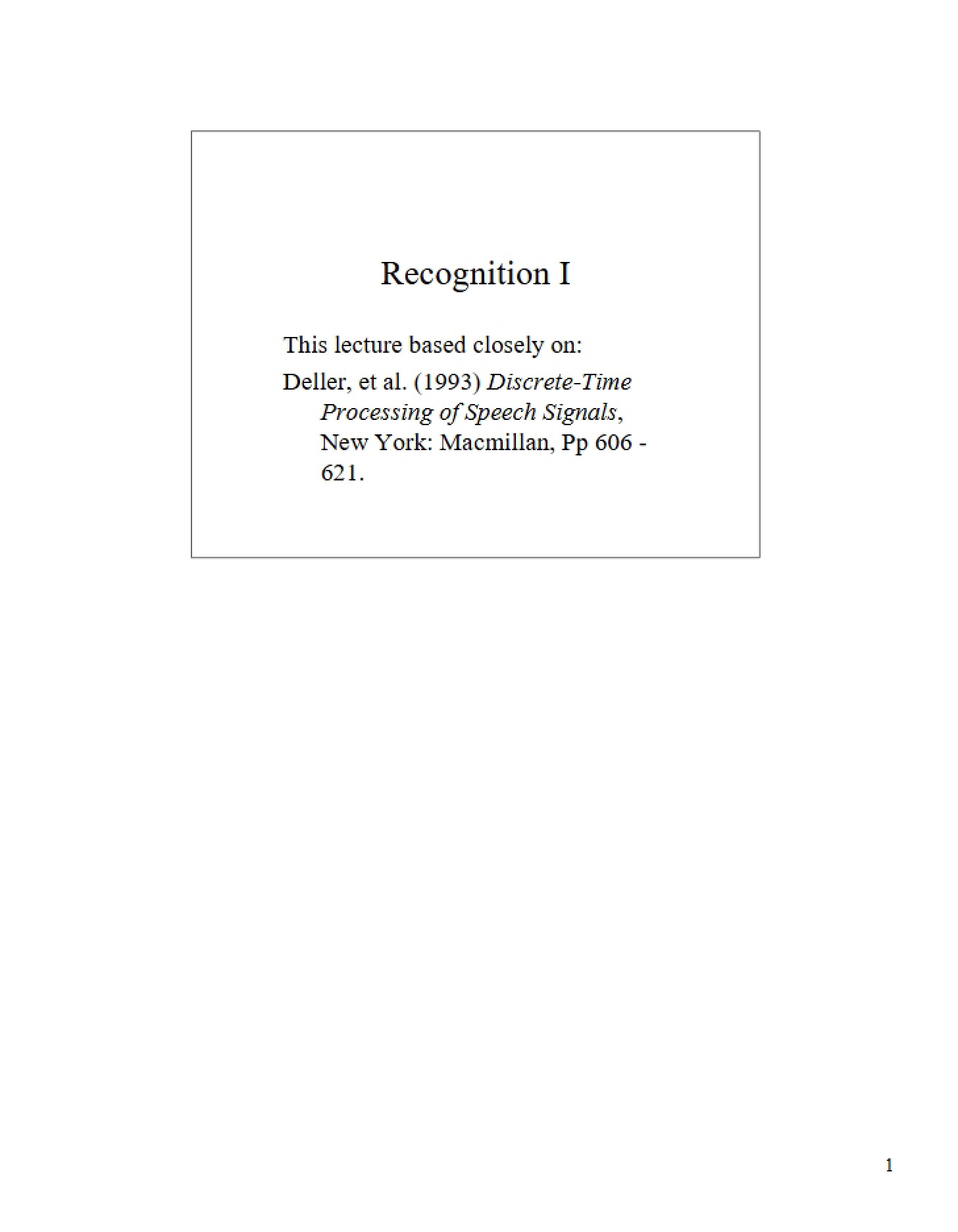 Part 1 Recognition