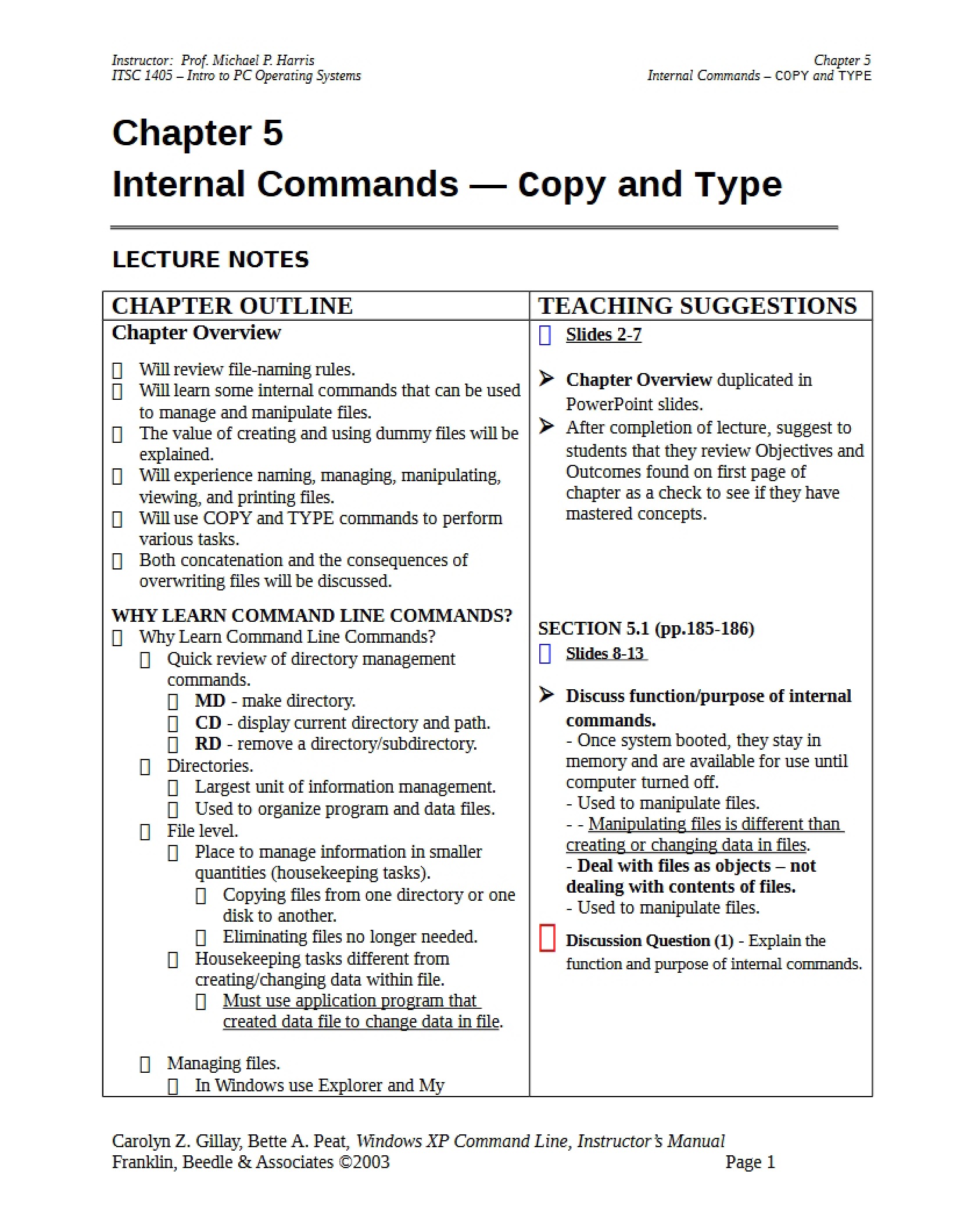 Commands Internal (Chapter 5)