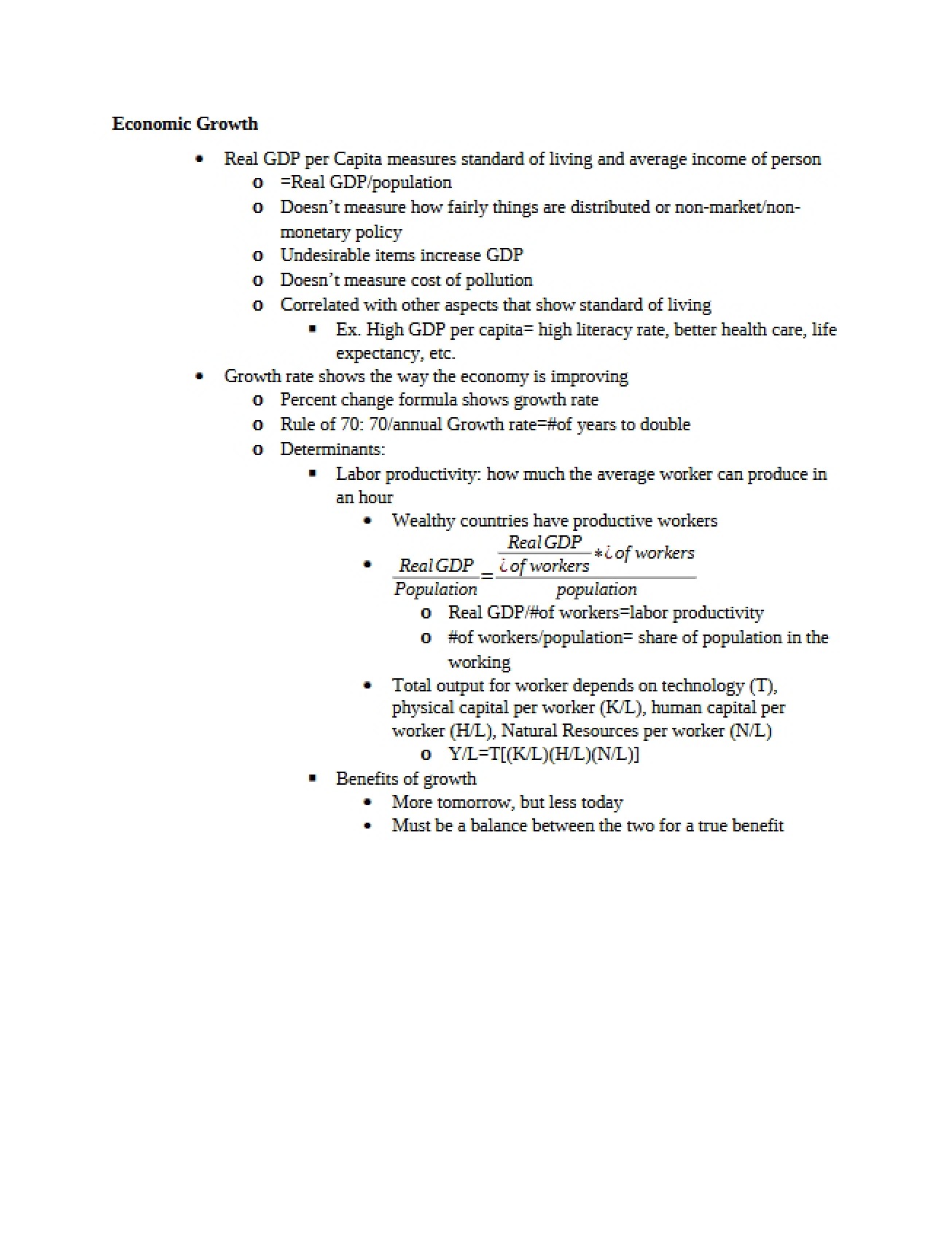 Growth in Economics