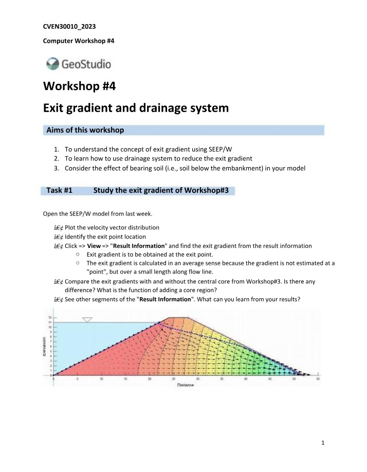 Workshop 4 - Exit Gradient and Drainage System