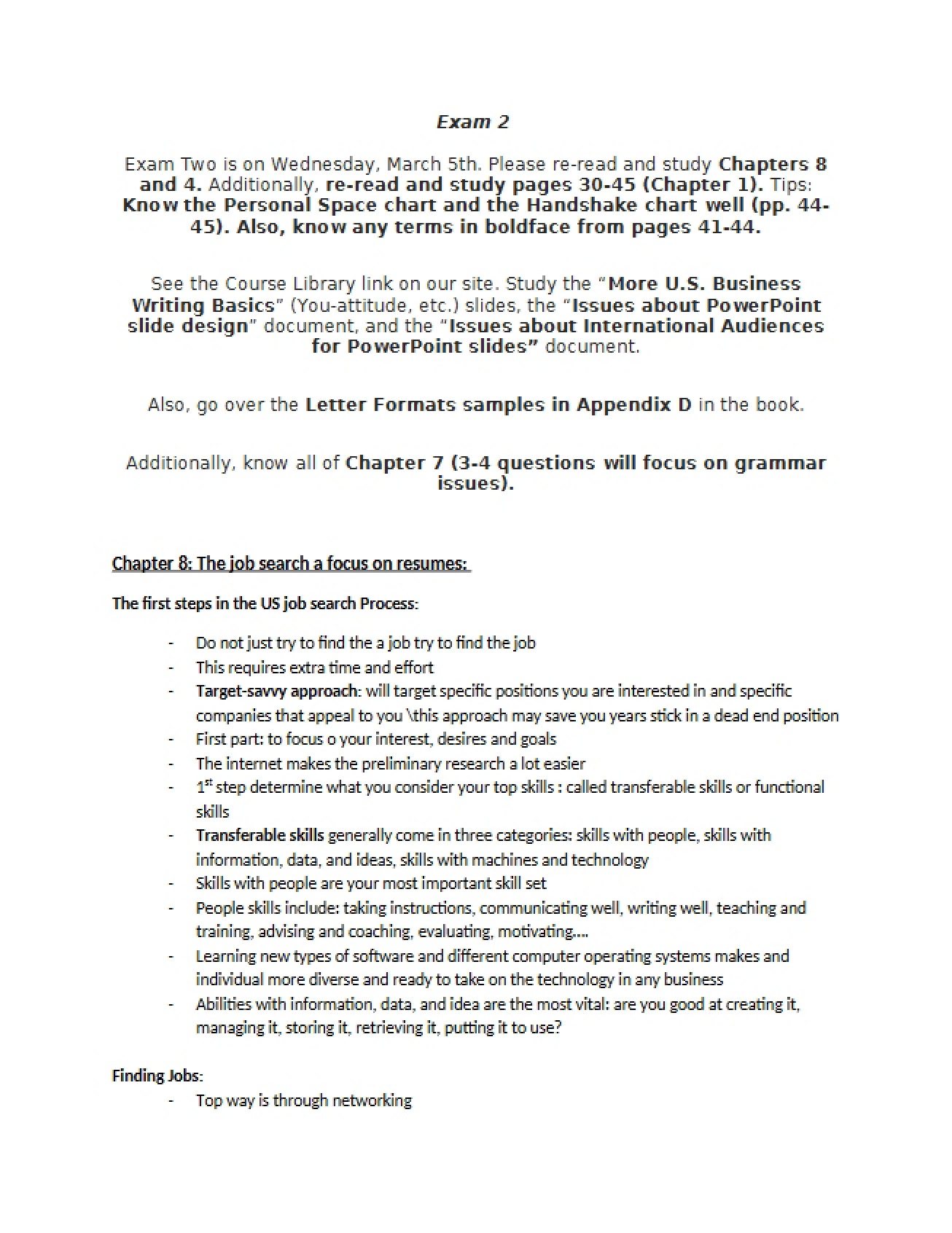 Second Examination in Business Communications