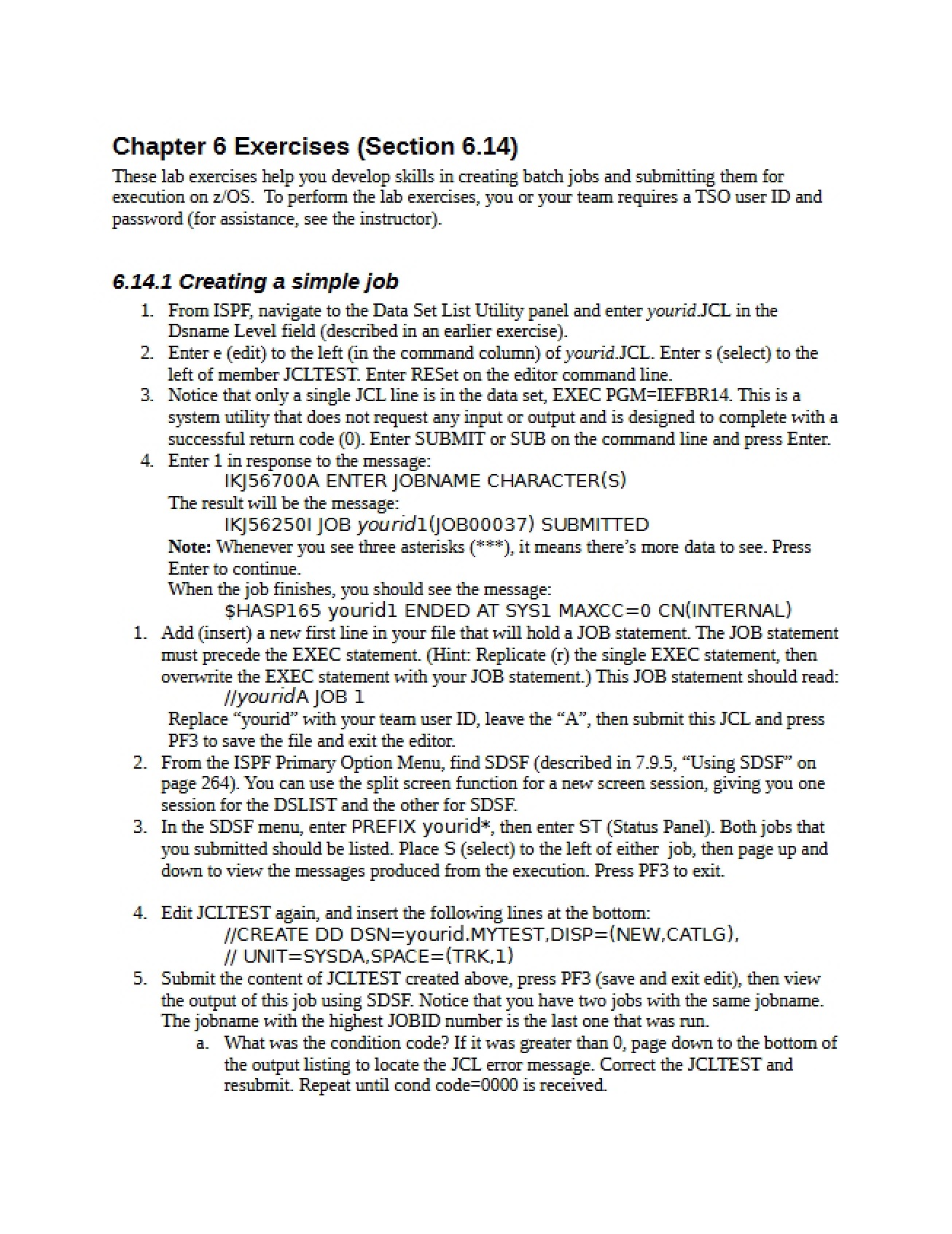 Exercises for Chapter 6