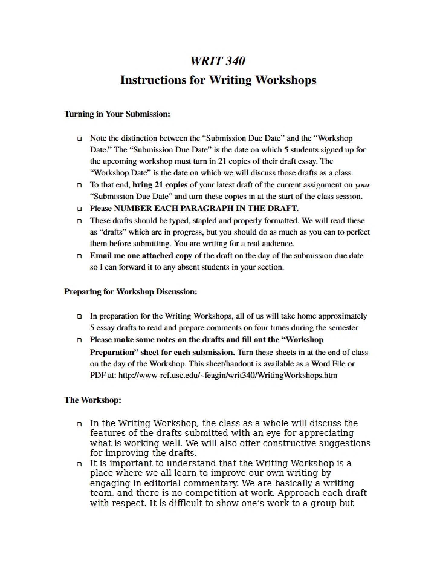 Workshop on Instruction Writing